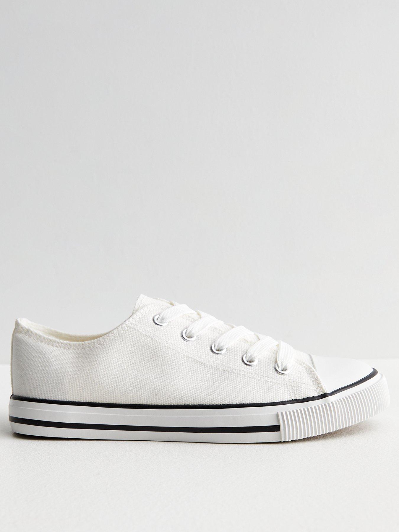 New Look White Canvas Lace Up Trainers | littlewoods.com