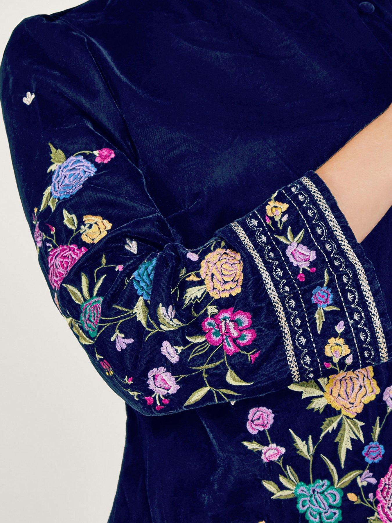  image of monsoon-freya-embroidered-tunic-dress-navy