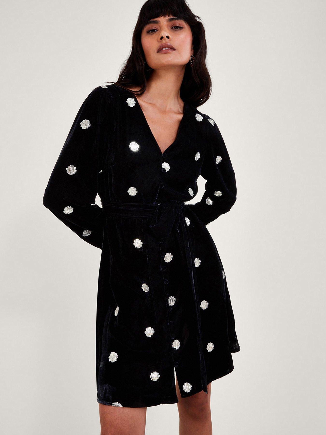 Viola Embroidered Velvet Tea Dress