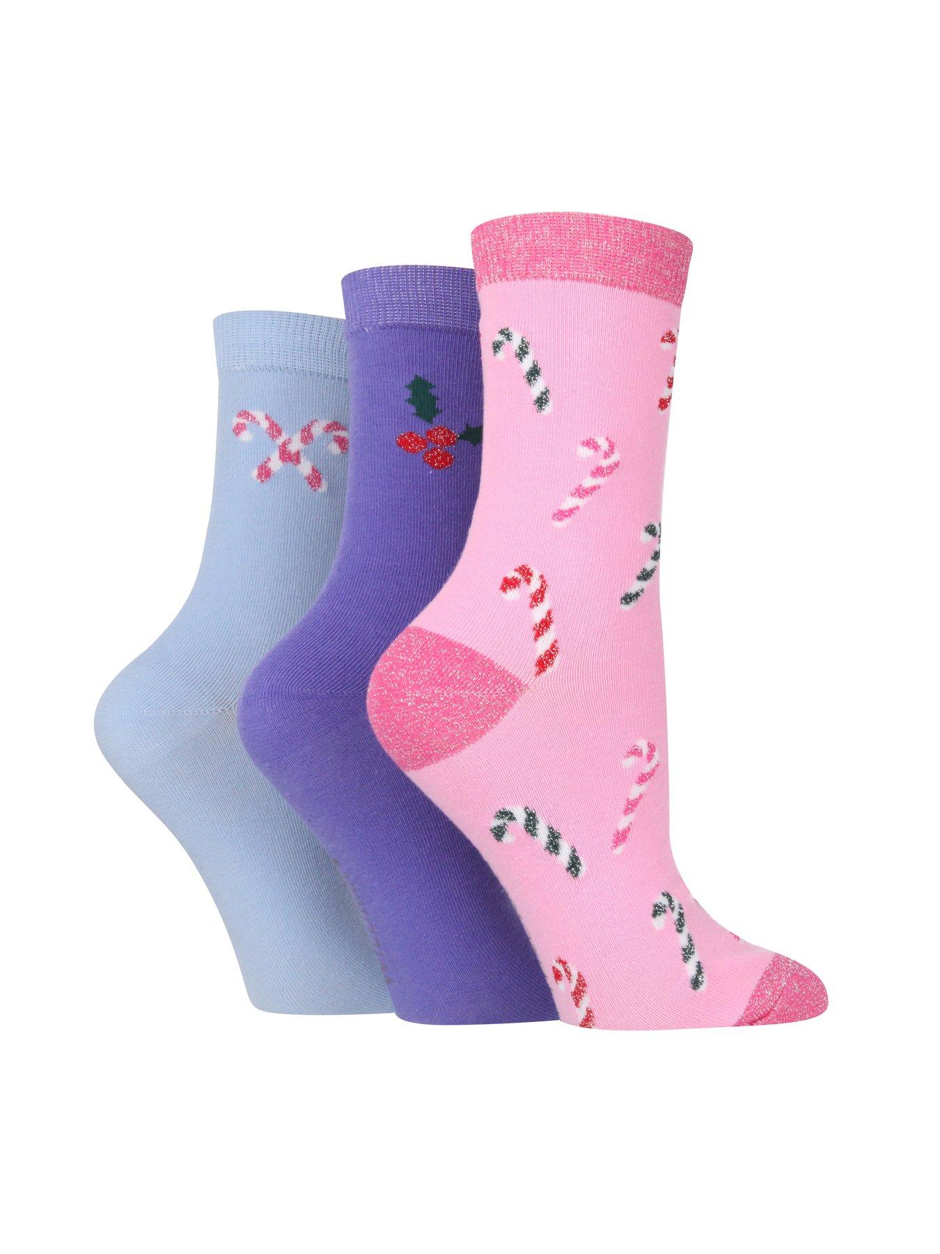 undefined 3pk Xmas Hanging Gift Crew Socks Candy Canes