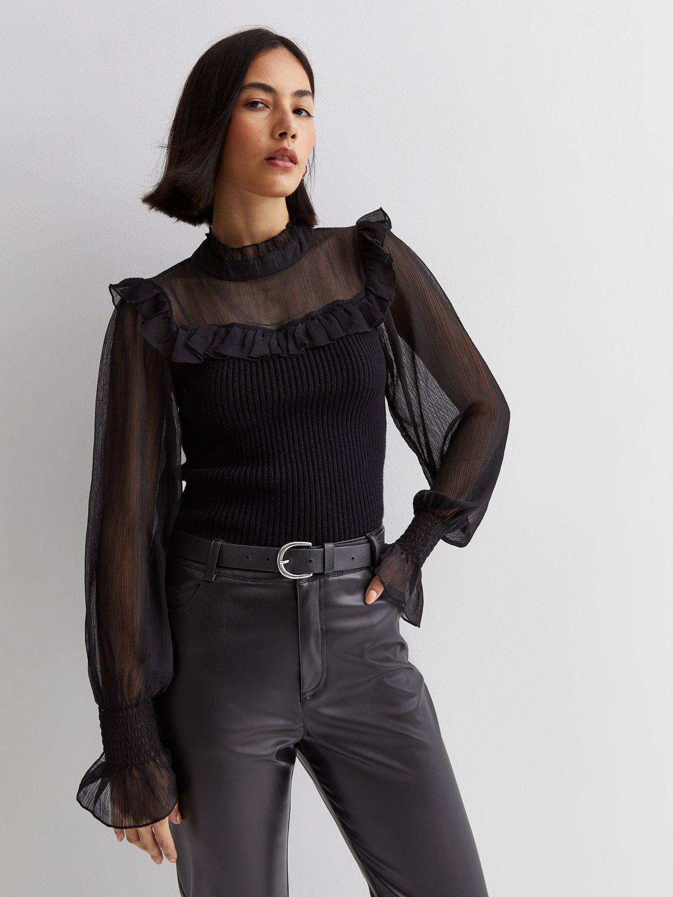 Frill high sale neck blouse