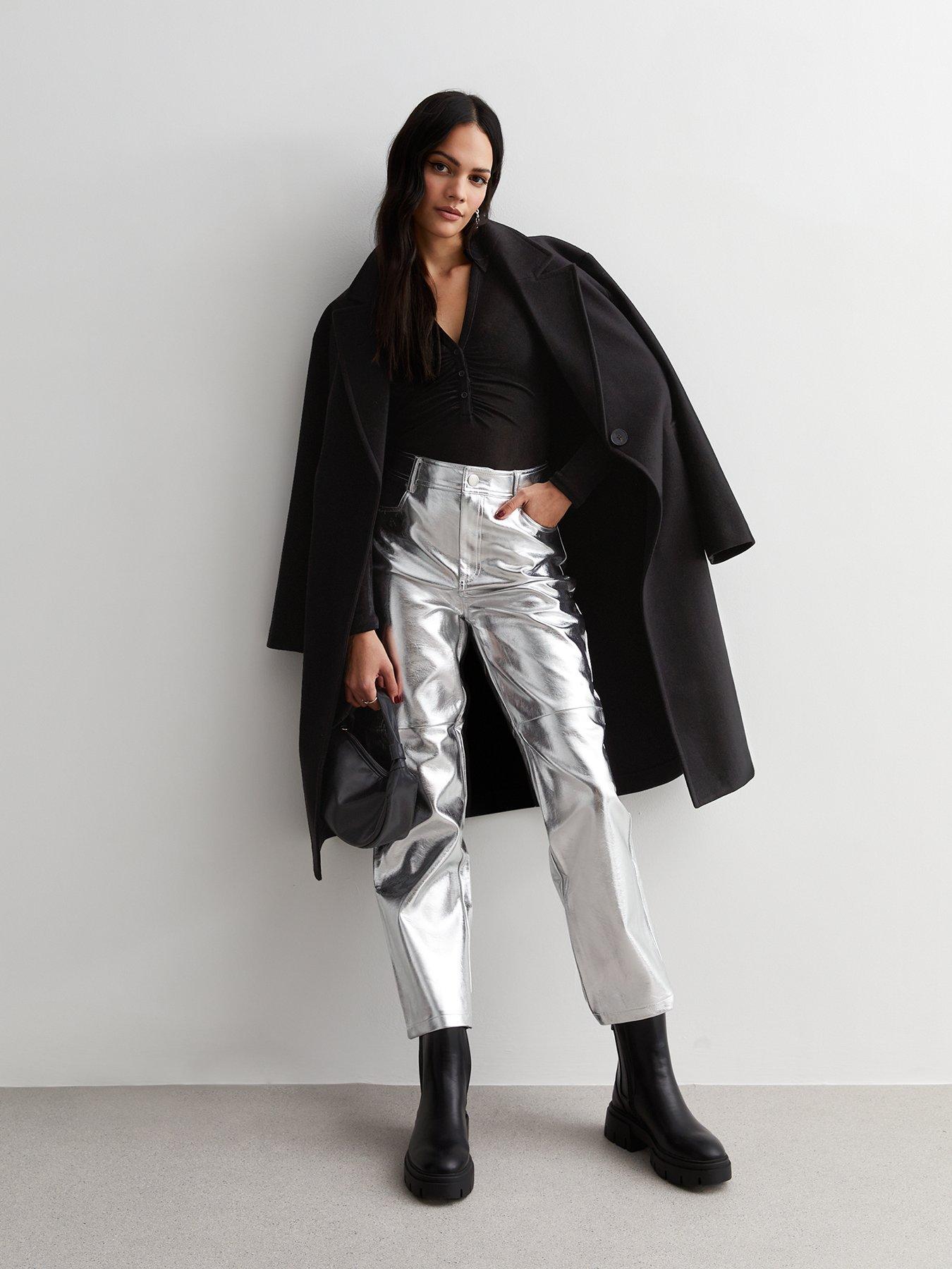 New Look Black Leather-Look High Waist Leggings