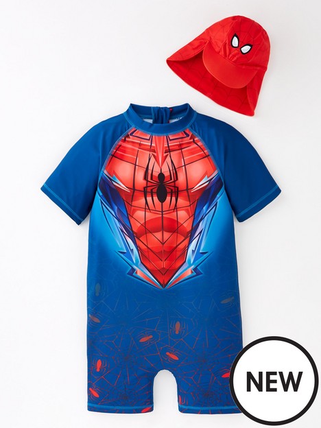 spiderman-2-piece-swim-surf-suit-and-hat