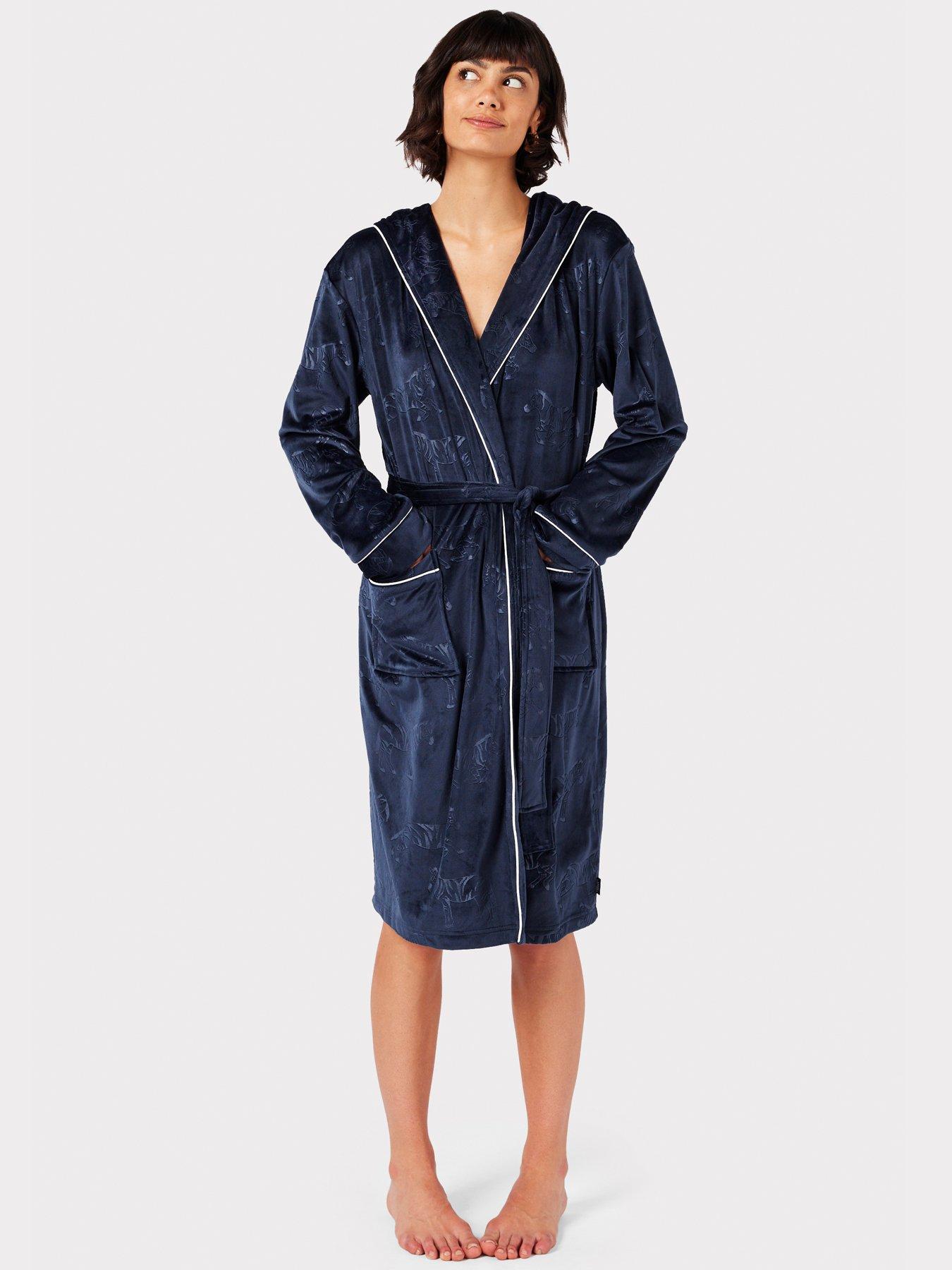 V by Very Longline Hooded Soft Dressing Gown - Blue