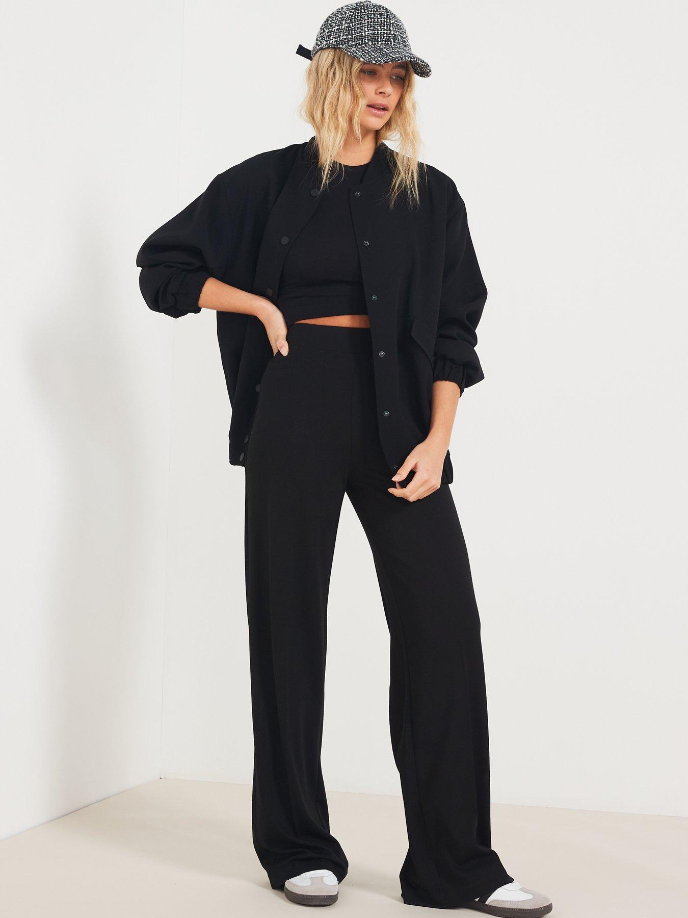  image of v-by-very-jersey-wide-leg-trouser-black