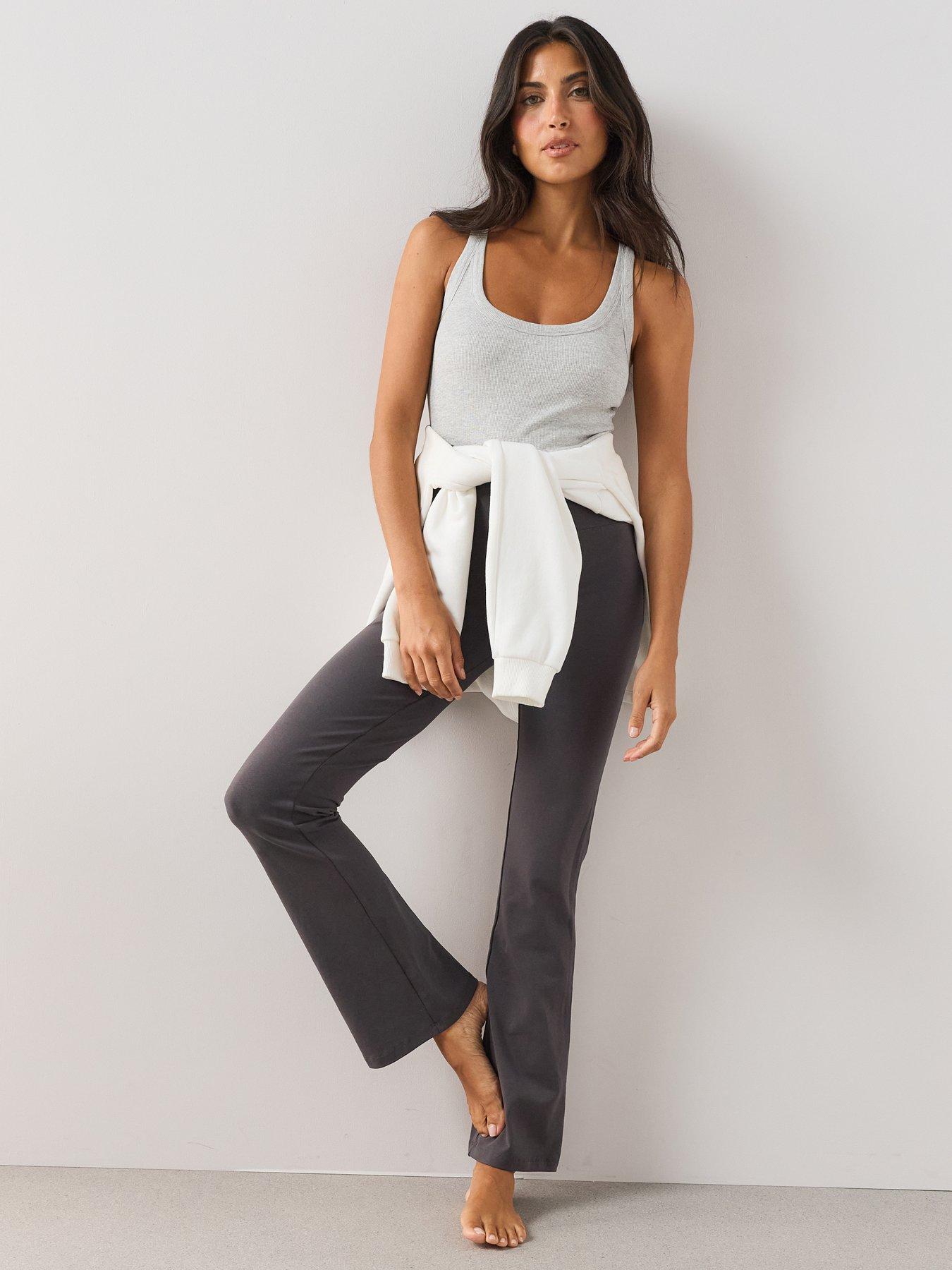 Image 1 of 7 of The Very Collection Womens High Waist Flare Yoga Trousers - Charcoal