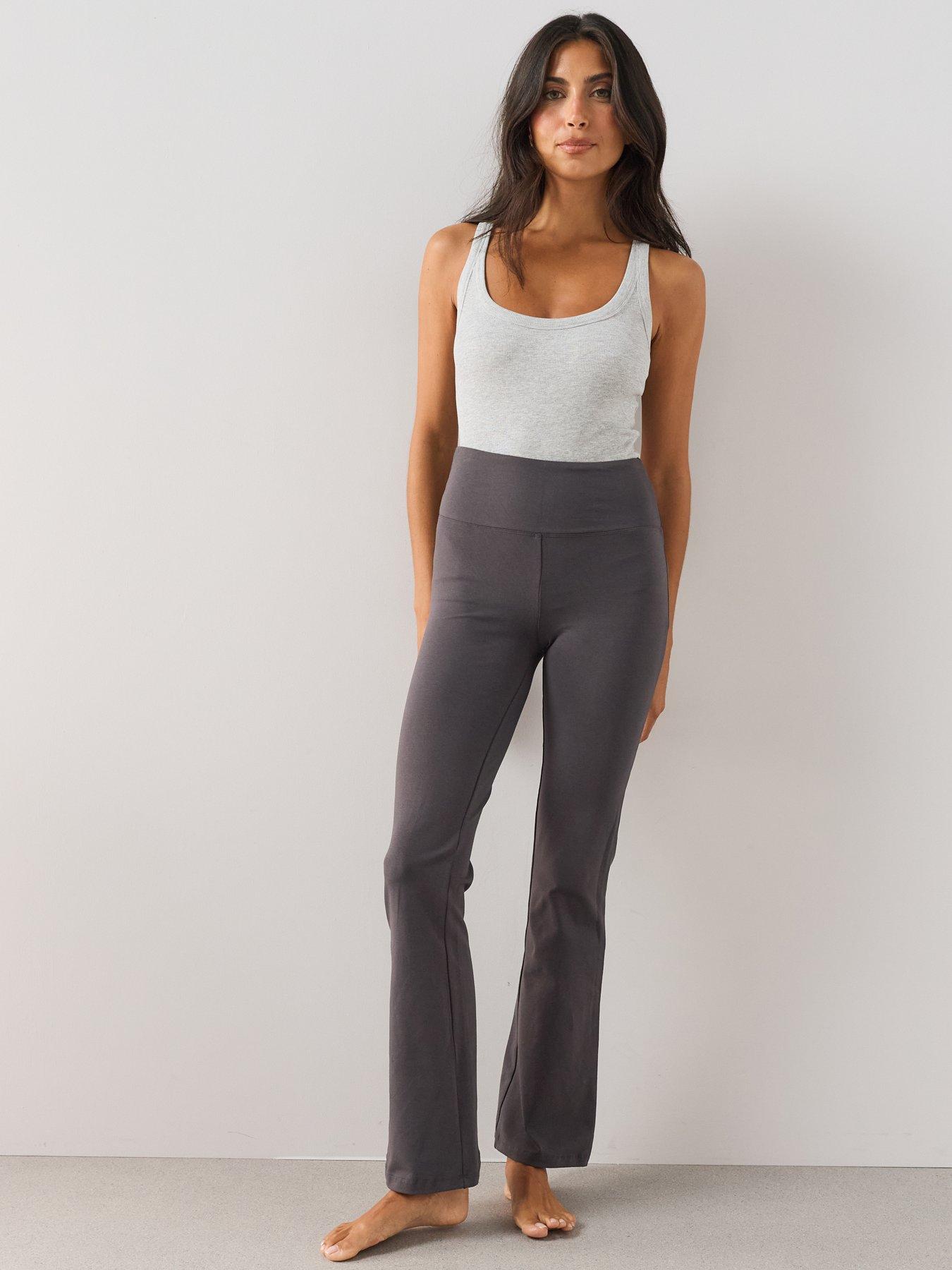 Image 6 of 7 of The Very Collection Womens High Waist Flare Yoga Trousers - Charcoal