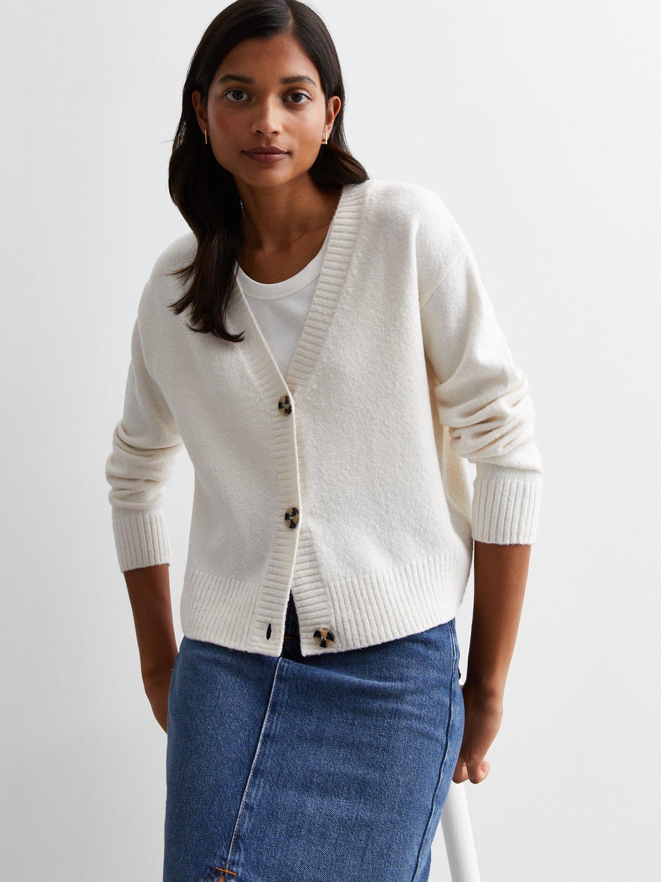 Lucy Mecklenburgh x V by Very Crochet Collar Notch Neck Jumper - Cream