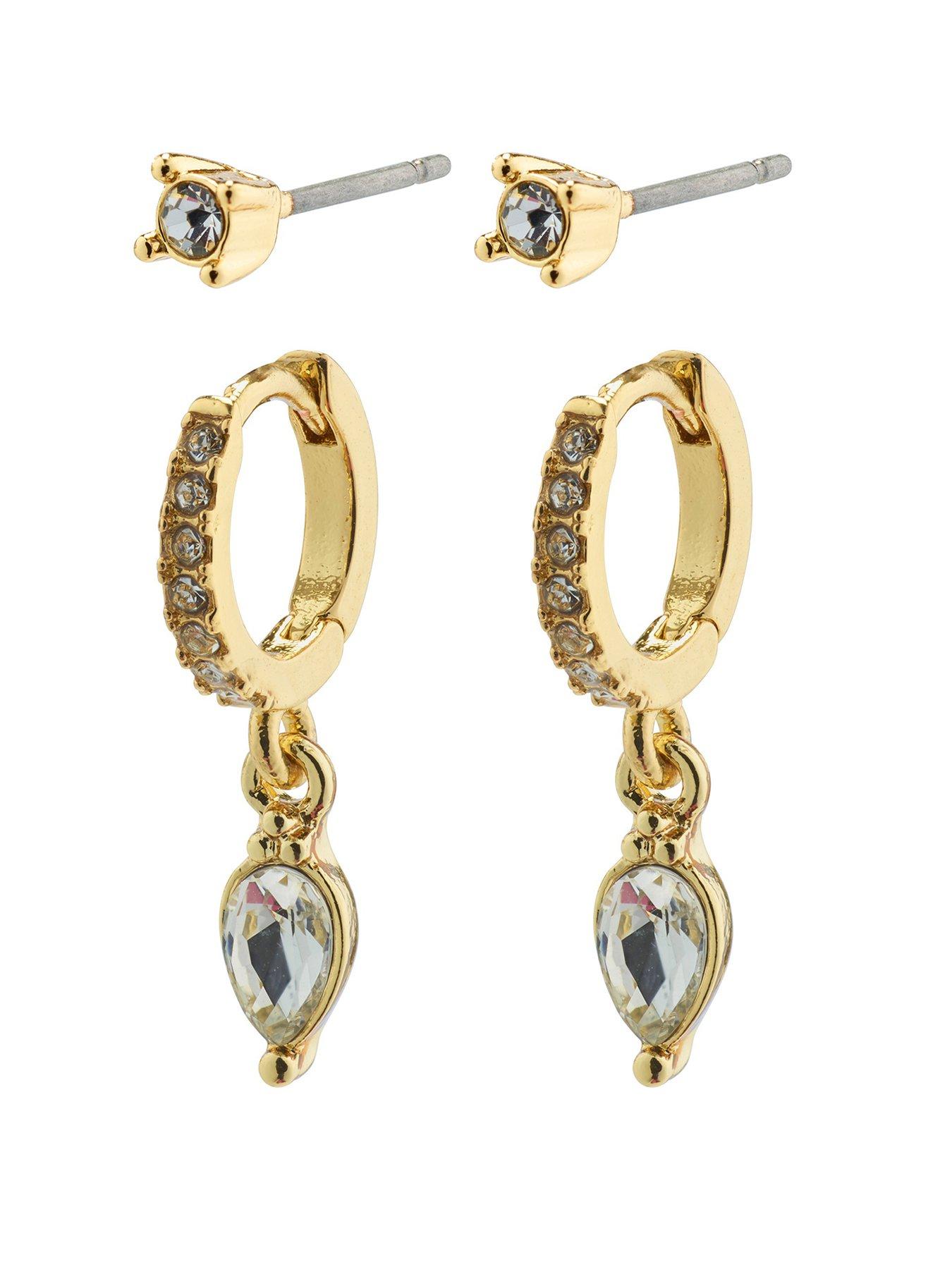 undefined ELZA   crystal earrings 2-in-1 set gold-plated