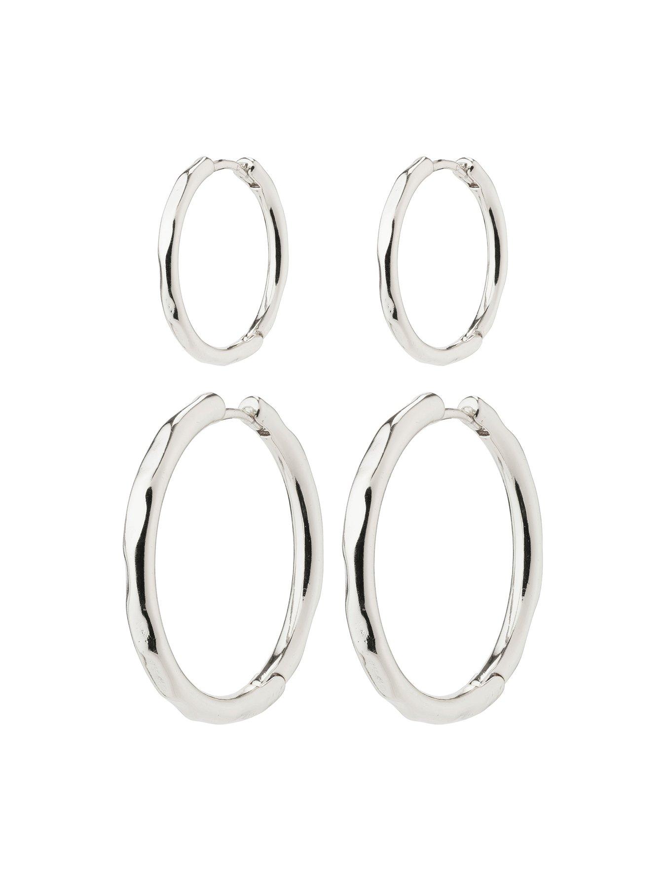  image of pilgrim-eve-hoop-earrings-2-in-1-set-silver-plated