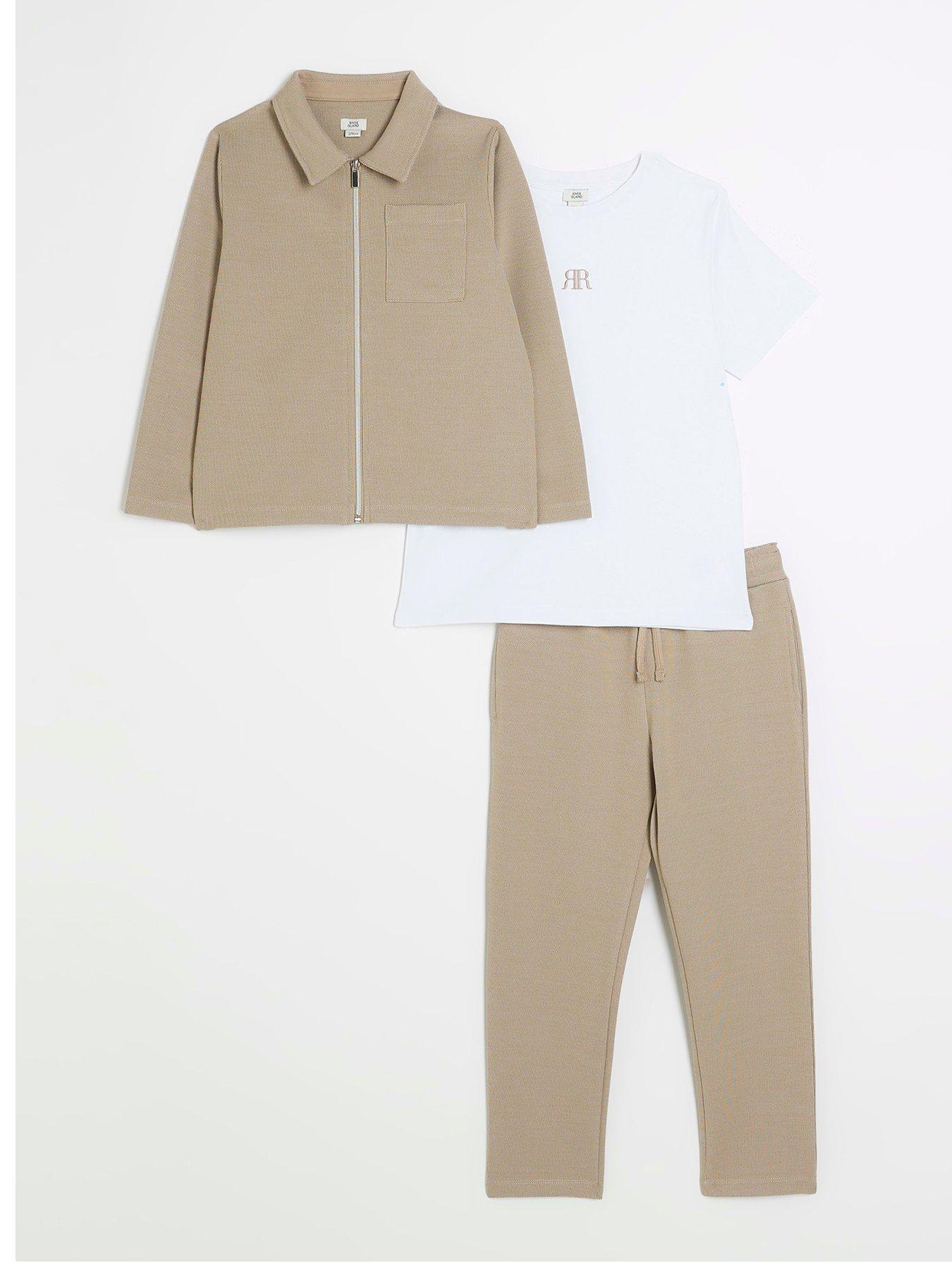 River Island Boy Harrington Jogger Set - Beige