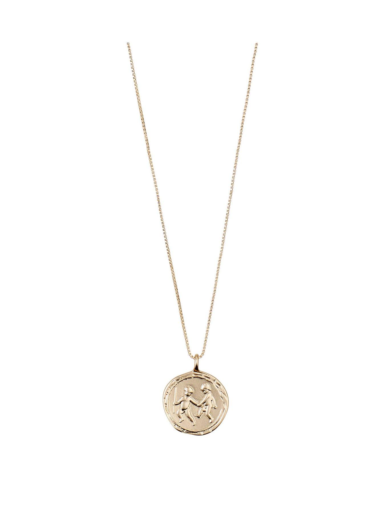 Pilgrim Zodiac Sign Coin Necklace, gold-plated