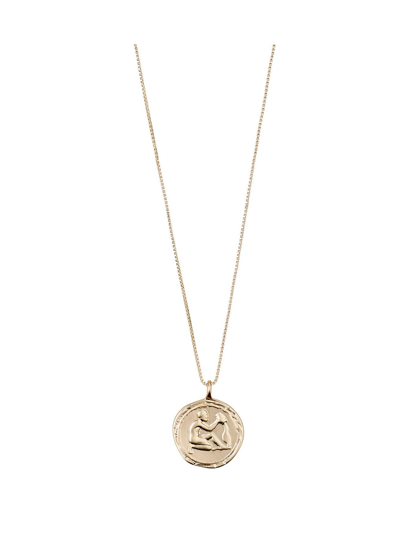 Pilgrim Zodiac Sign Coin Necklace, gold-plated