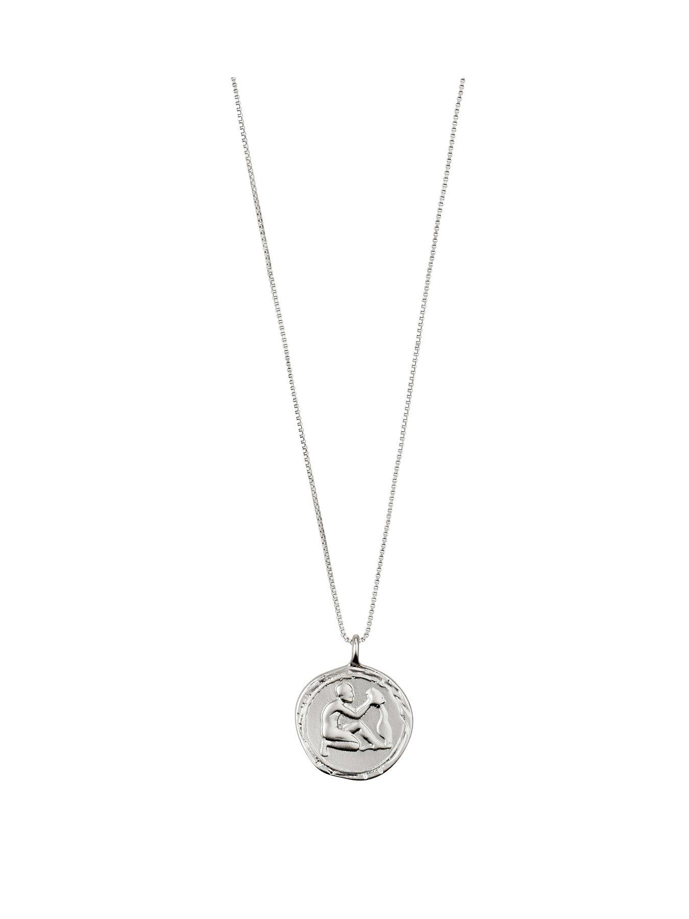 Pilgrim Zodiac Sign Coin Necklace, silver-plated