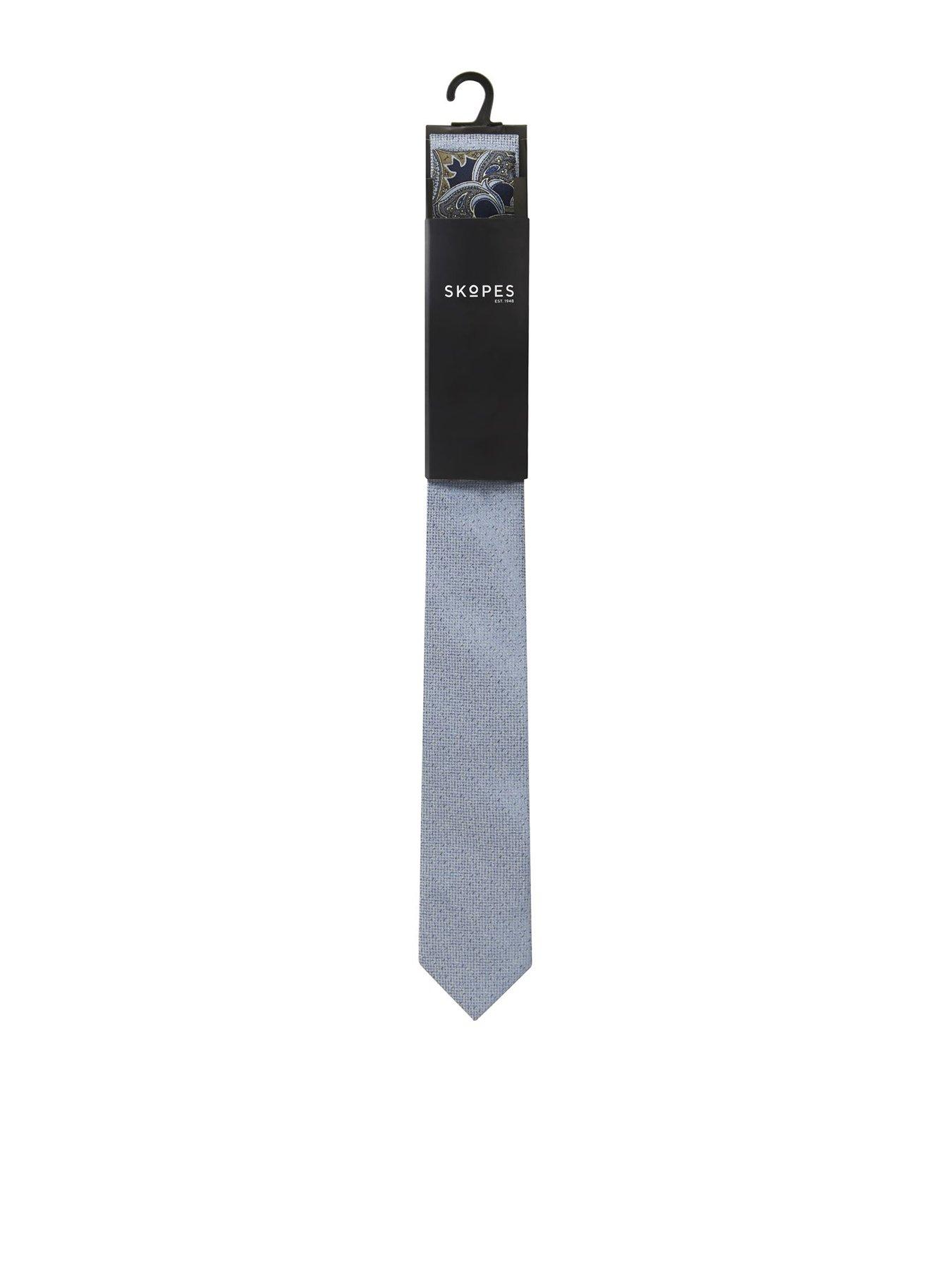 Paisley Print Tie and Pocket Square Set - Blue