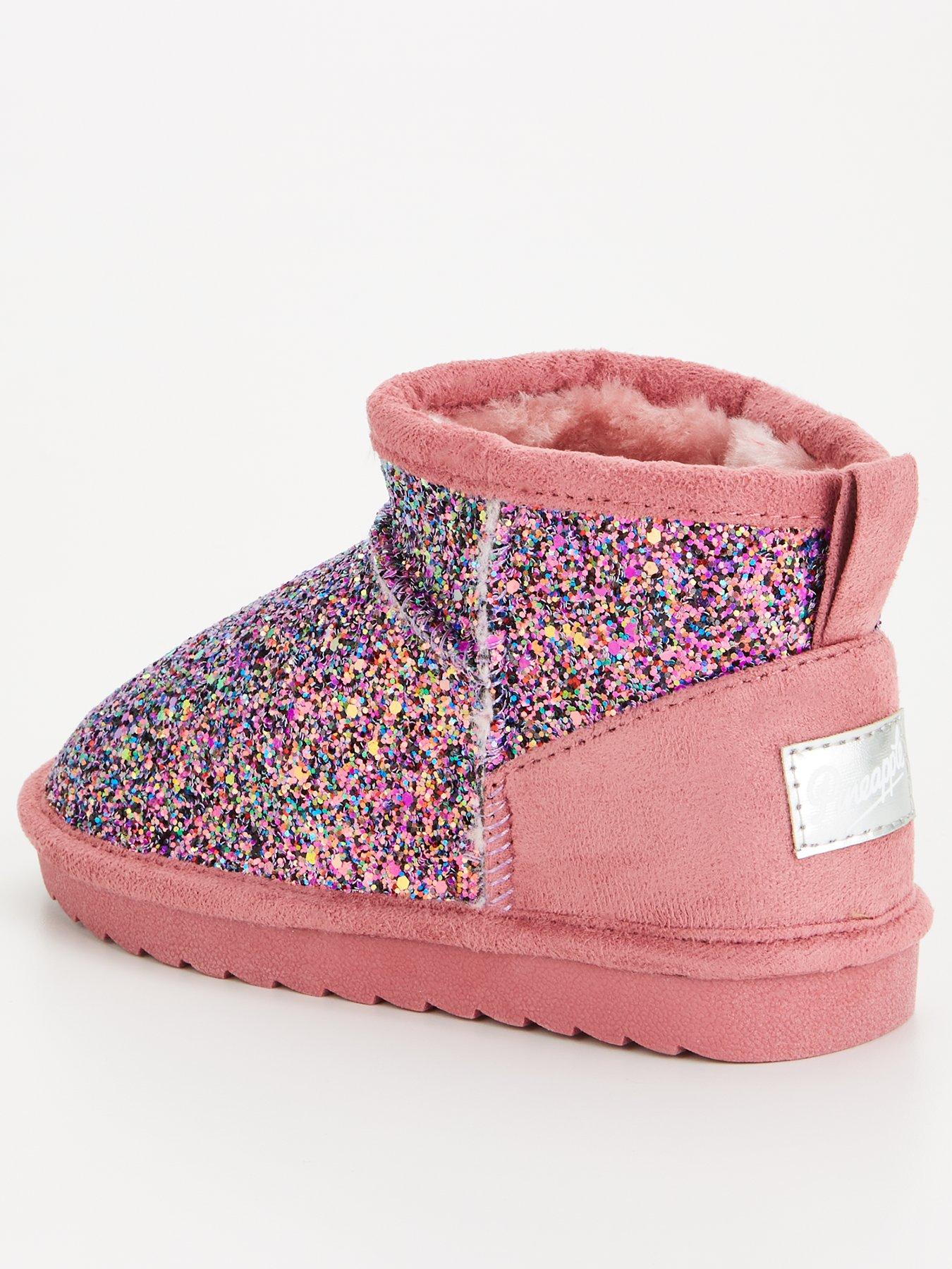 Pineapple by V by Very Girls Short Snug Glitter Boots Pink littlewoods