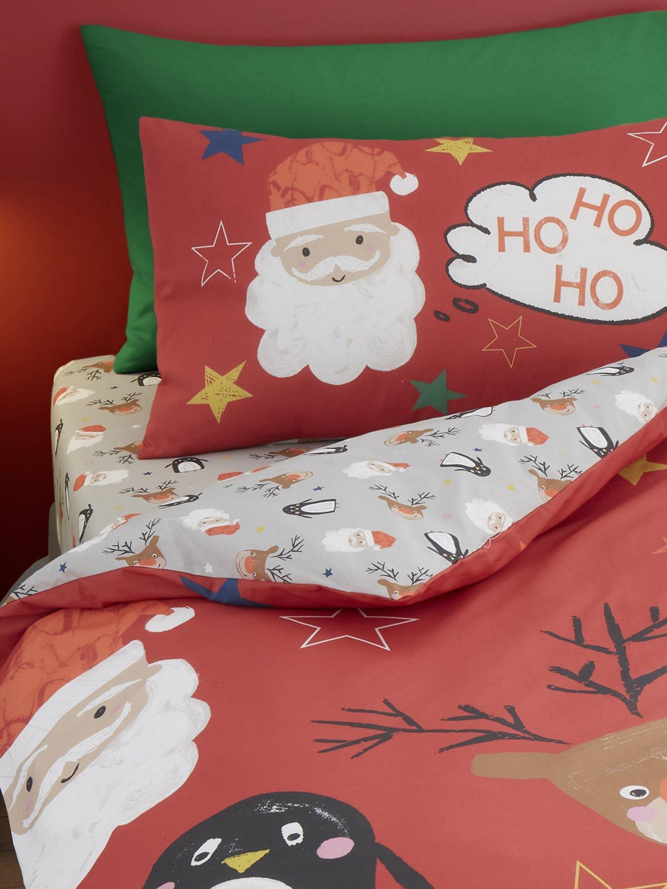 image of bedlam-ho-ho-ho-single-christmas-duvet-cover-set-red