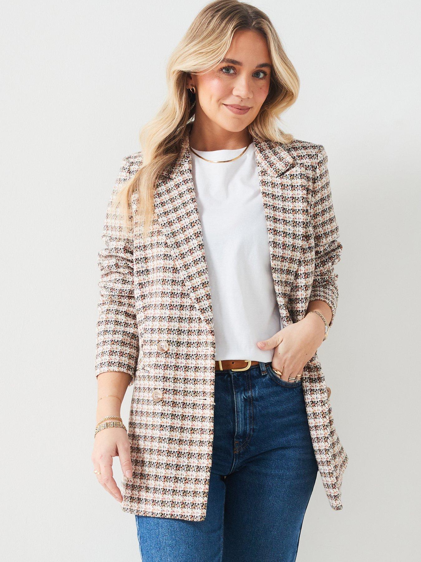 Checked longline blazer hotsell