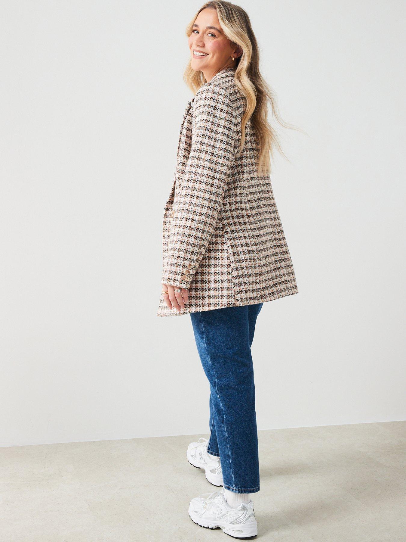 Checked longline blazer best sale