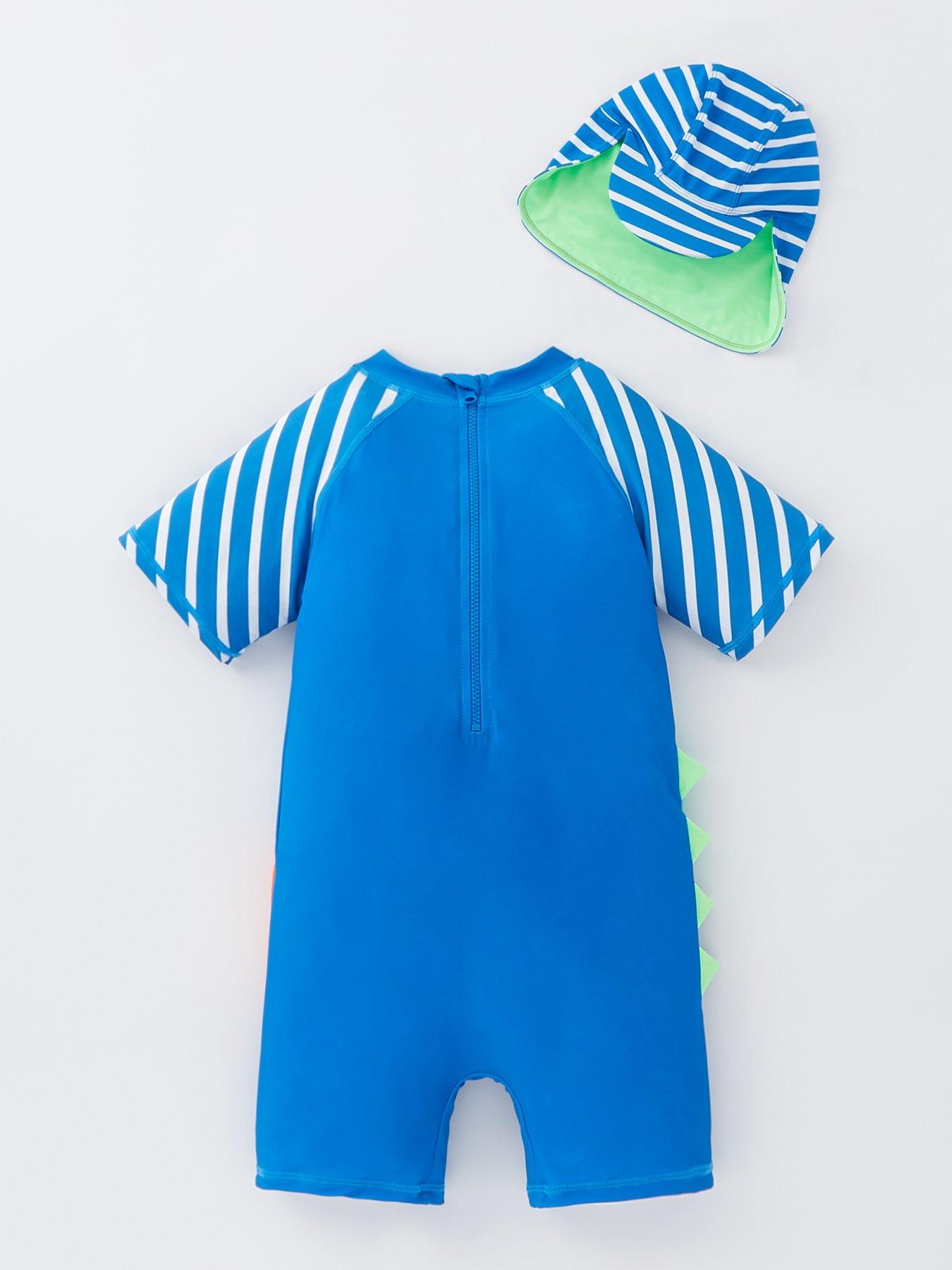 Mini V by Very Boys Dino Sunsafe Suit and Hat Multi littlewoods