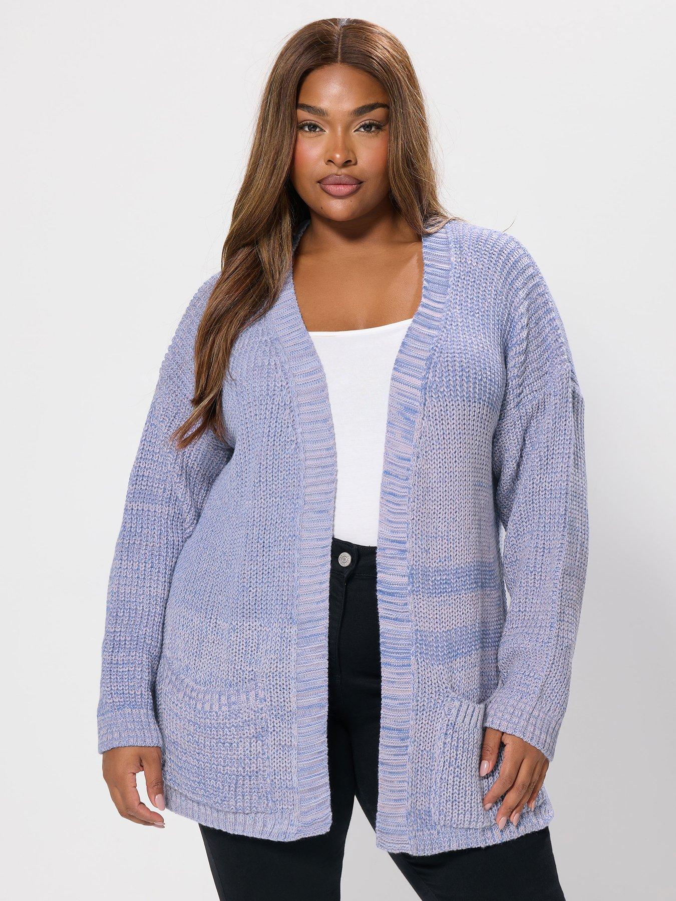 Image 1 of 5 of Yours Long Sleeve Open Front Cardigan - Purple