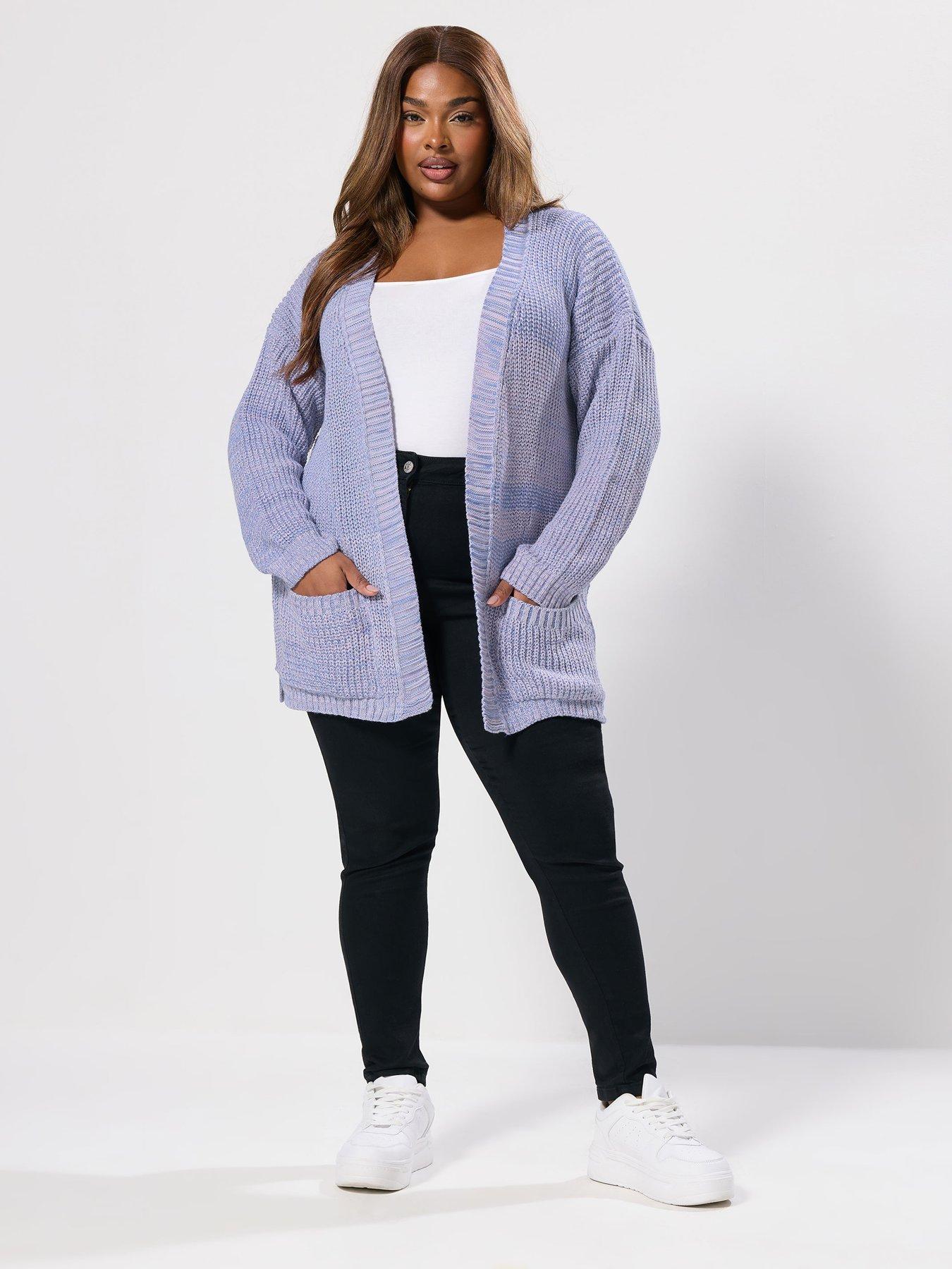 Image 3 of 5 of Yours Long Sleeve Open Front Cardigan - Purple