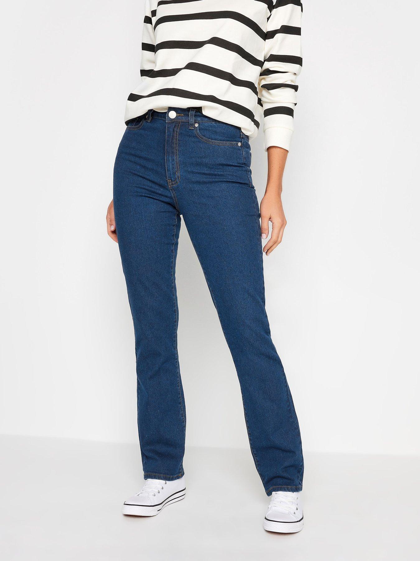 Image 1 of 4 of Long Tall Sally Mid Wash Straight Leg Jeans - Blue