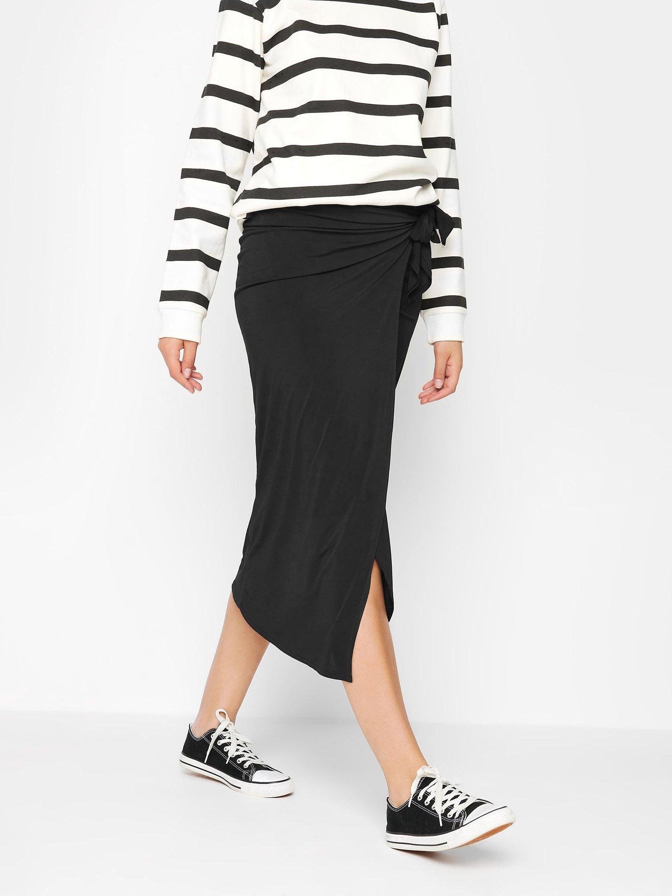 Black and white striped wrap skirt hotsell