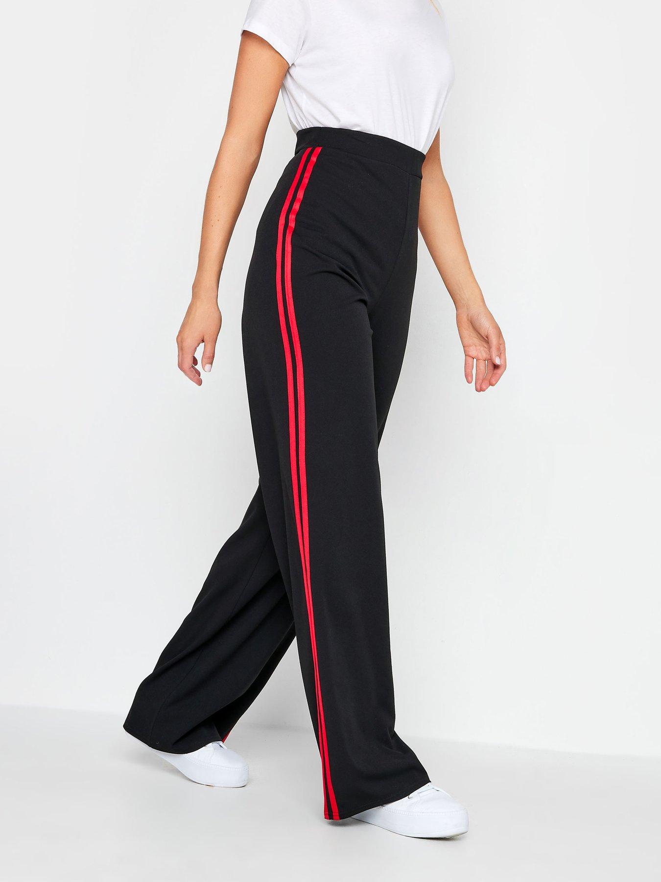 Long Tall Sally Black Wide Leg Side Stripe Trouser Natural Stripe 34