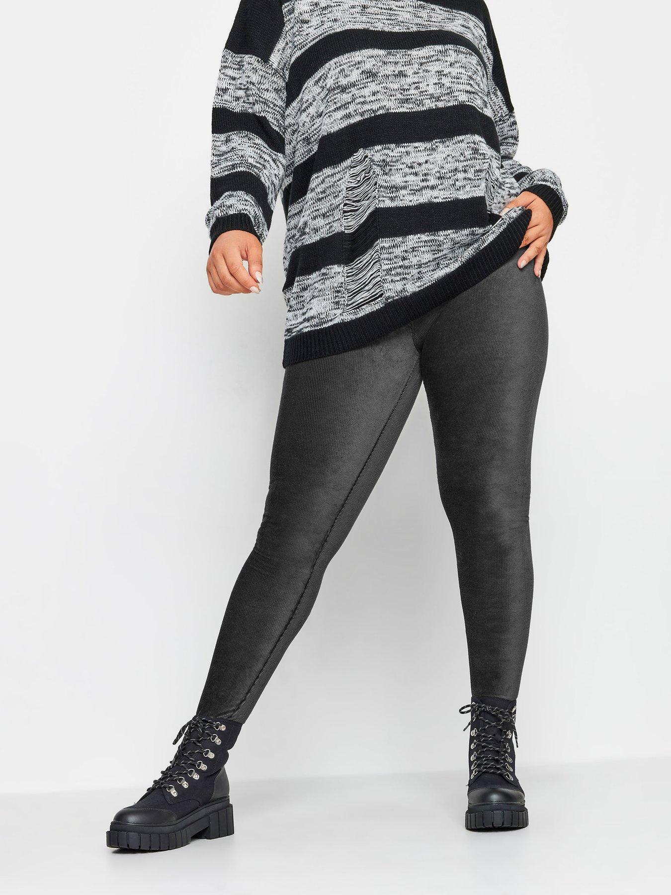 YOURS Plus Size Black Bengaline Stirrup Leggings