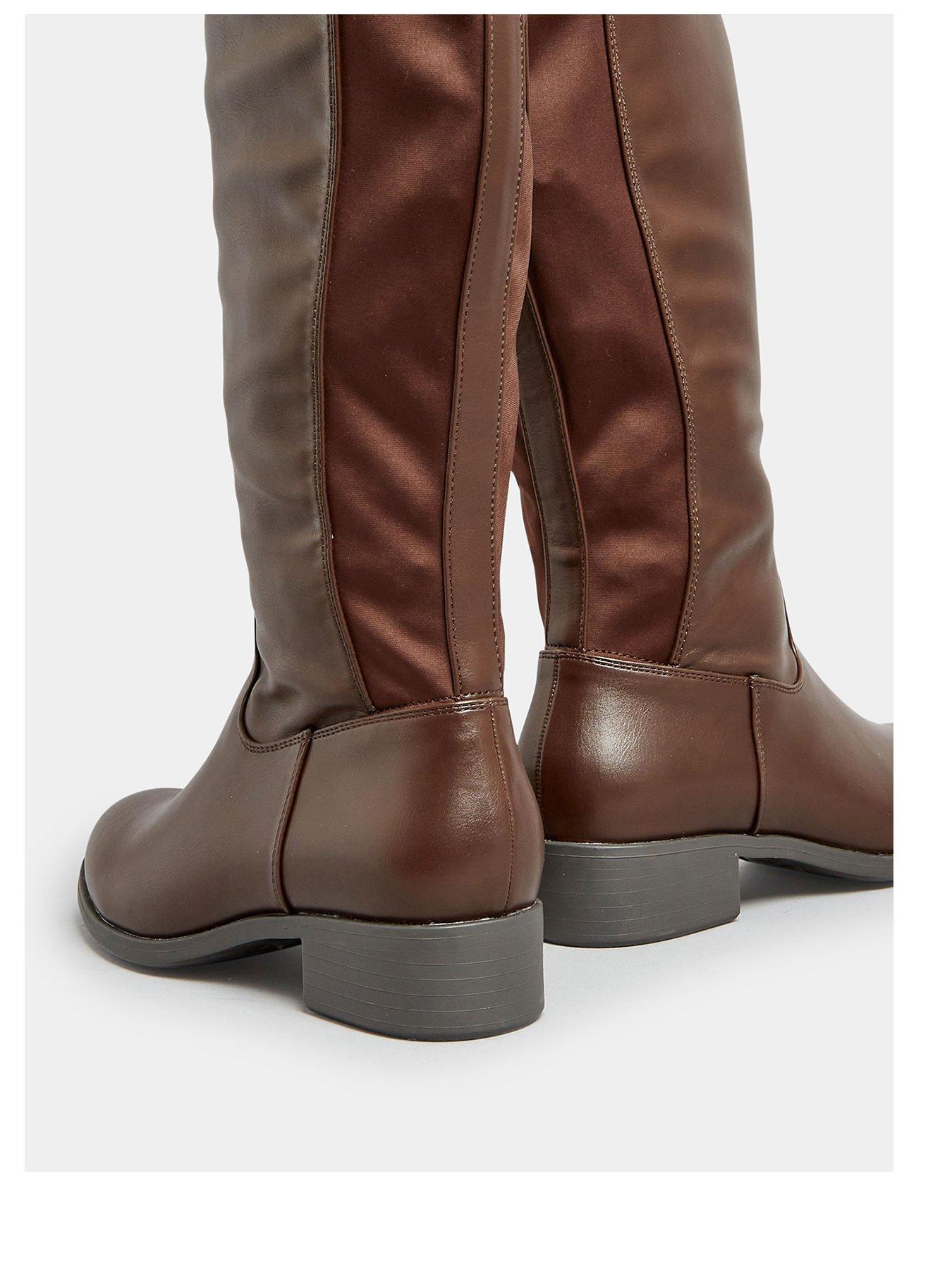 Yours Wide Fit Stretch Knee Boot Pu Choc Brown littlewoods