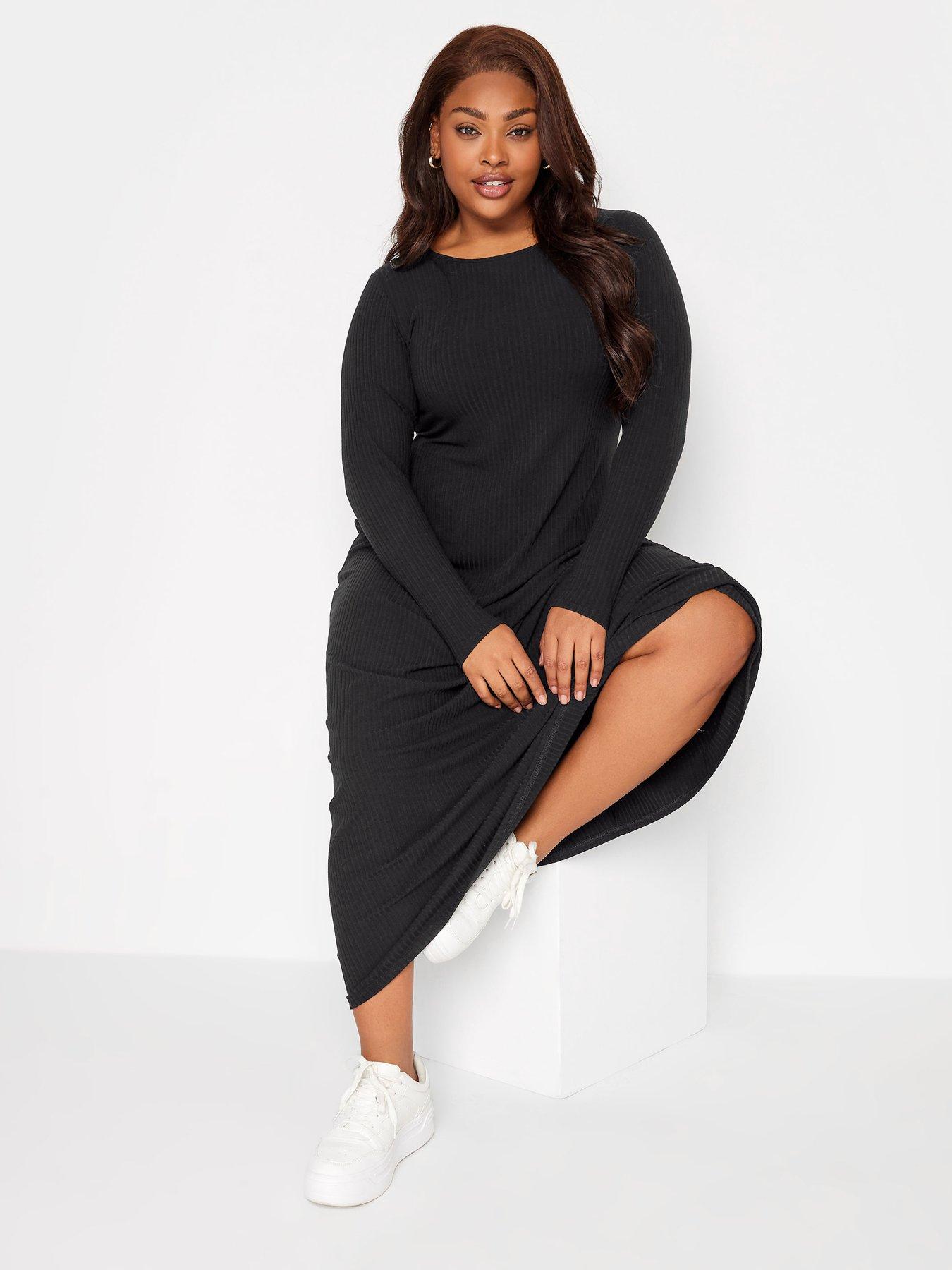 Black long shop sleeve swing dress