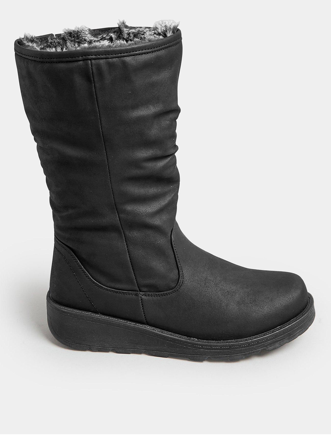 undefined Wide Fit Faux Fur Lined Dogwalker Black