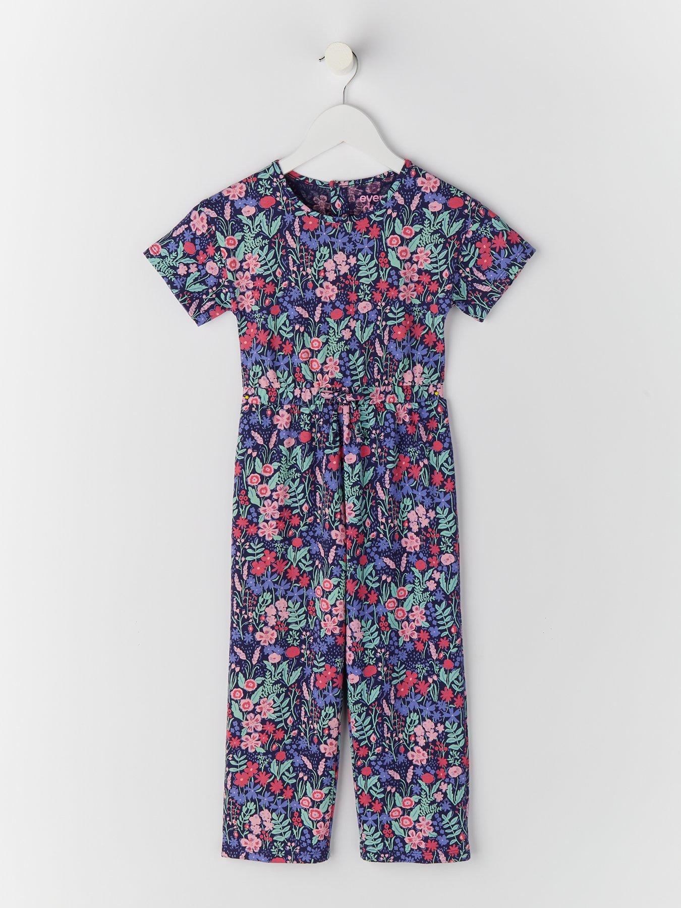 Everyday Girls Floral Print Jersey Jumpsuit Navy littlewoods