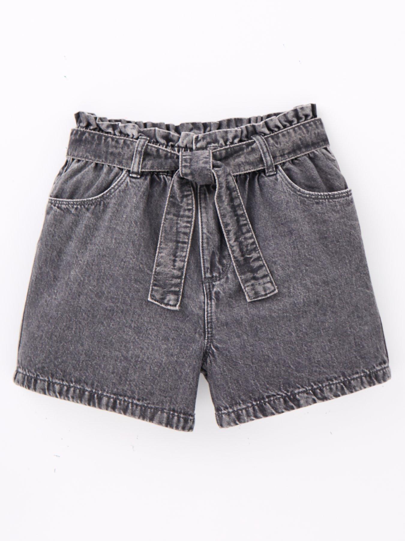 V by Very Girls Denim Paperbag Shorts Mid Wash littlewoods