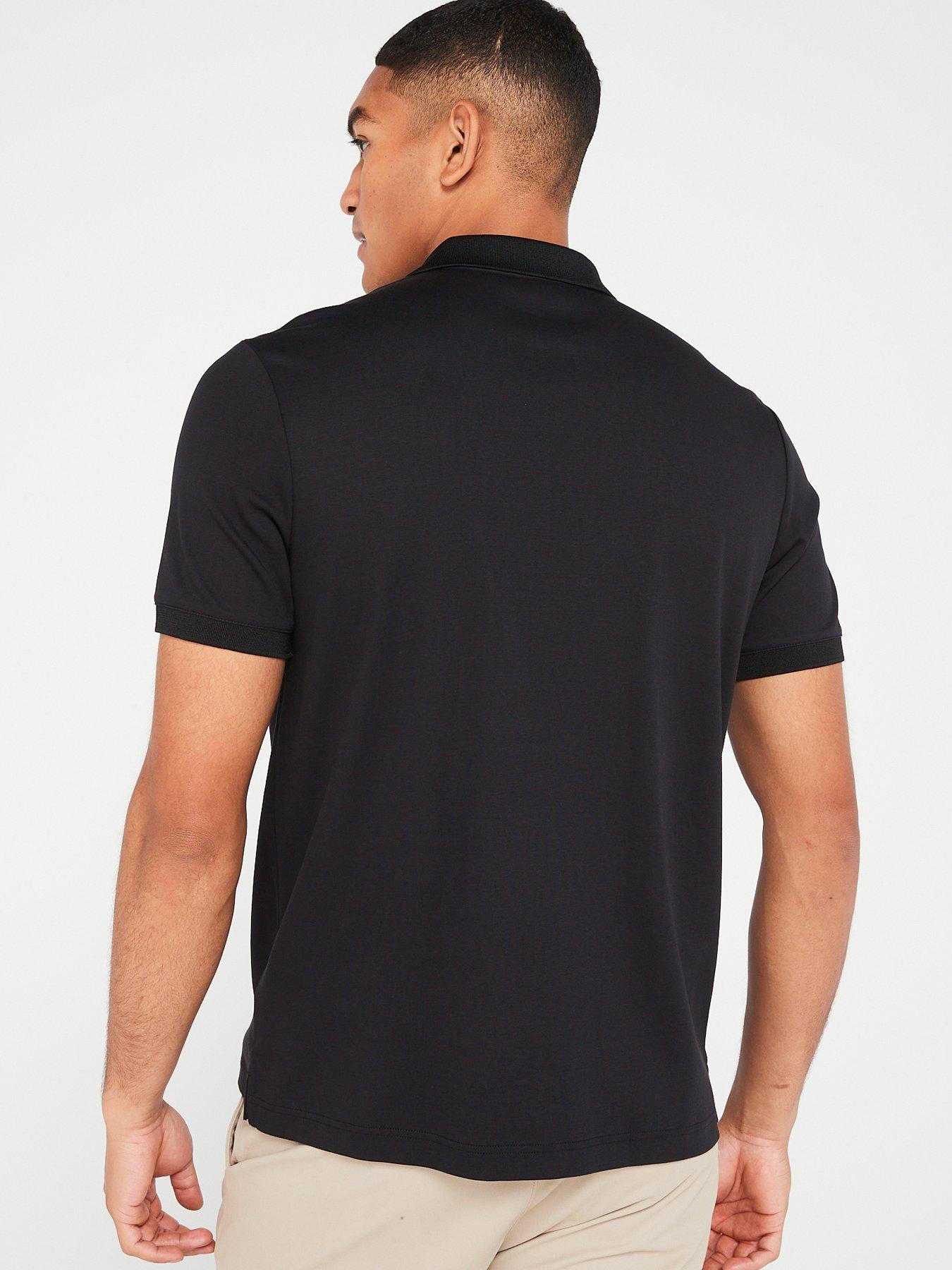  image of calvin-klein-smooth-cotton-zip-neck-polo-shirt-black