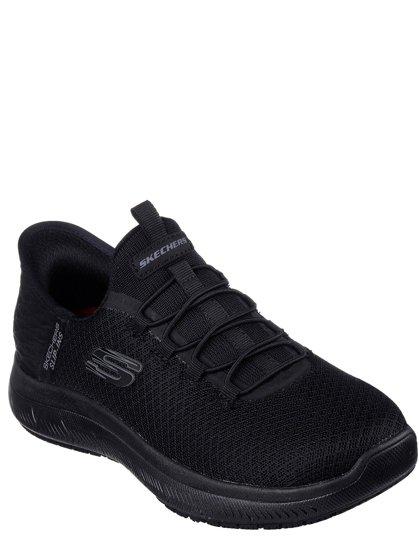  image of skechers-summits-slip-resistance-slip-in-workwear-athletic-trainers-black
