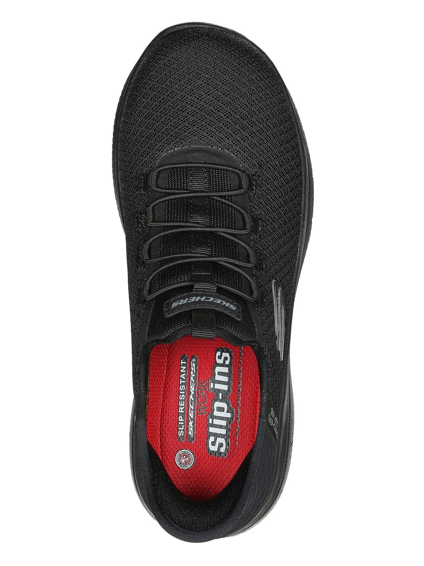  image of skechers-summits-slip-resistance-slip-in-workwear-athletic-trainers-black