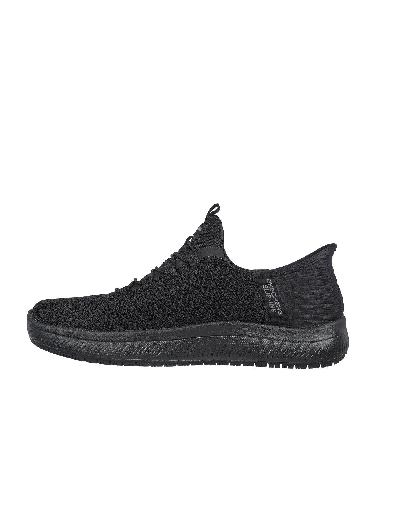  image of skechers-summits-slip-resistance-slip-in-workwear-athletic-trainers-black