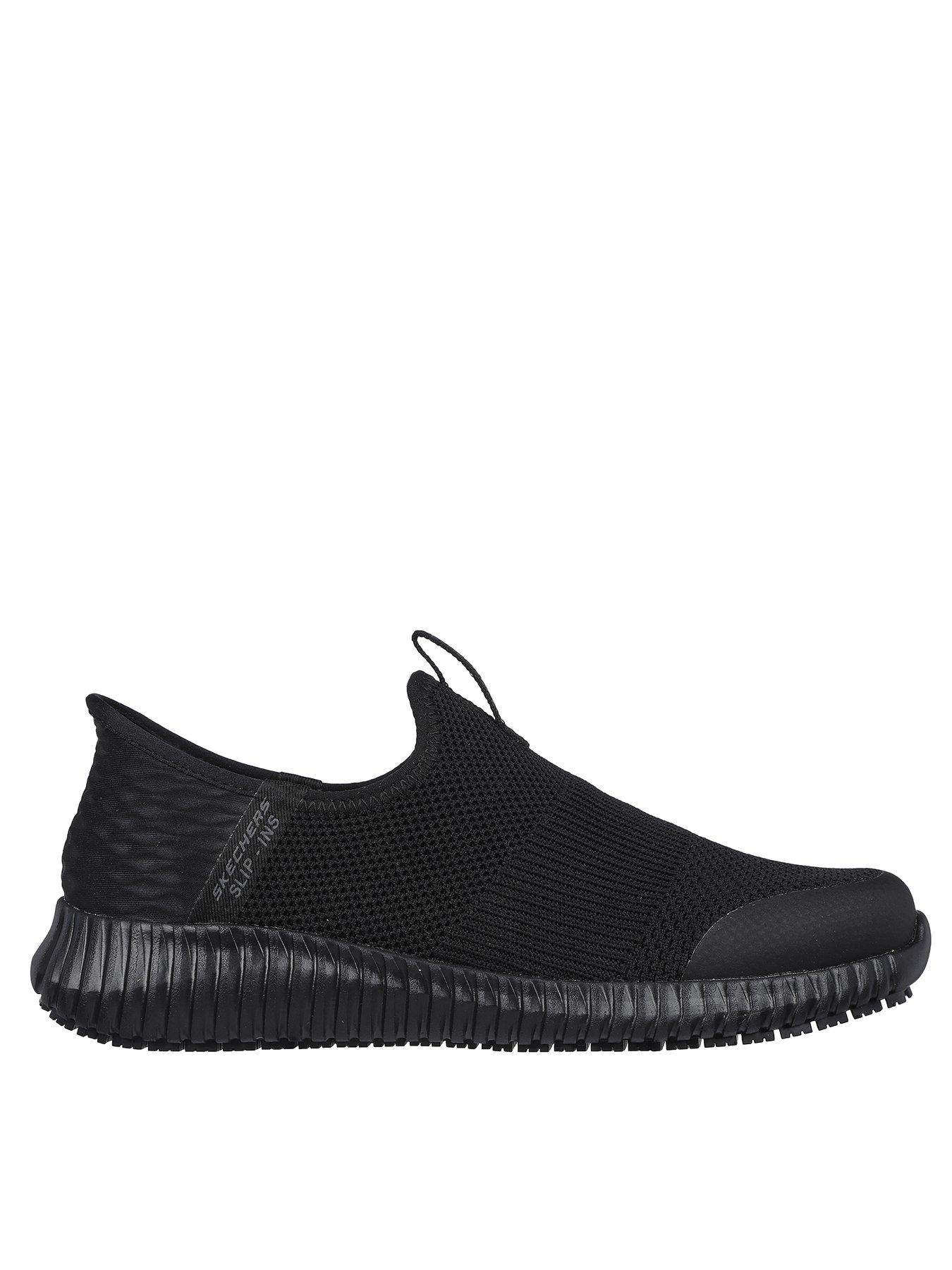  image of skechers-cessnock-slip-on-workwear-slip-resistant-trainer-black