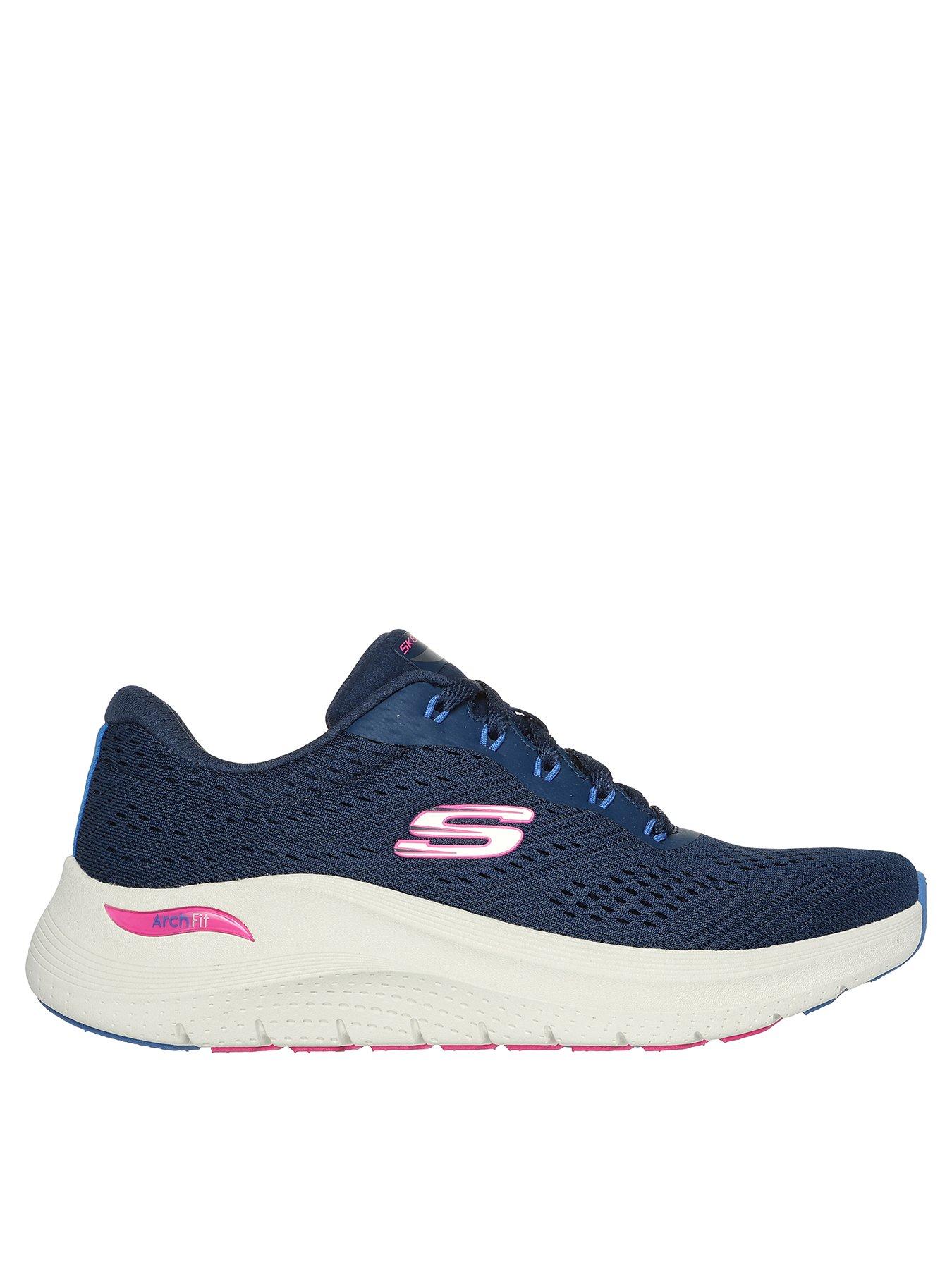 skechers-arch-fit-20-mesh-lace-up-trainers-navy-amp-pink