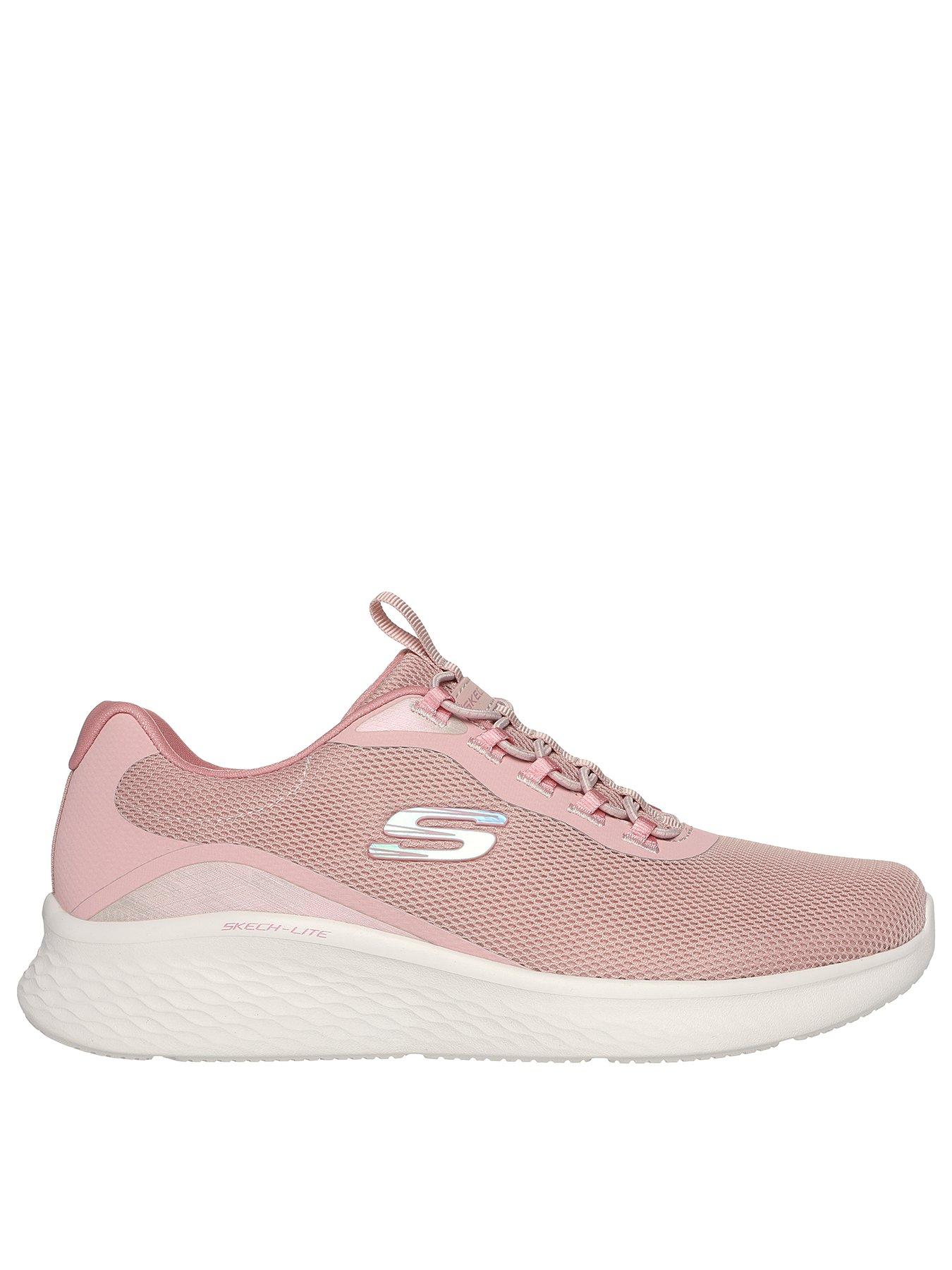 Skech lite Pro Iridescent Mesh Bugee Slip on Trainers Rose