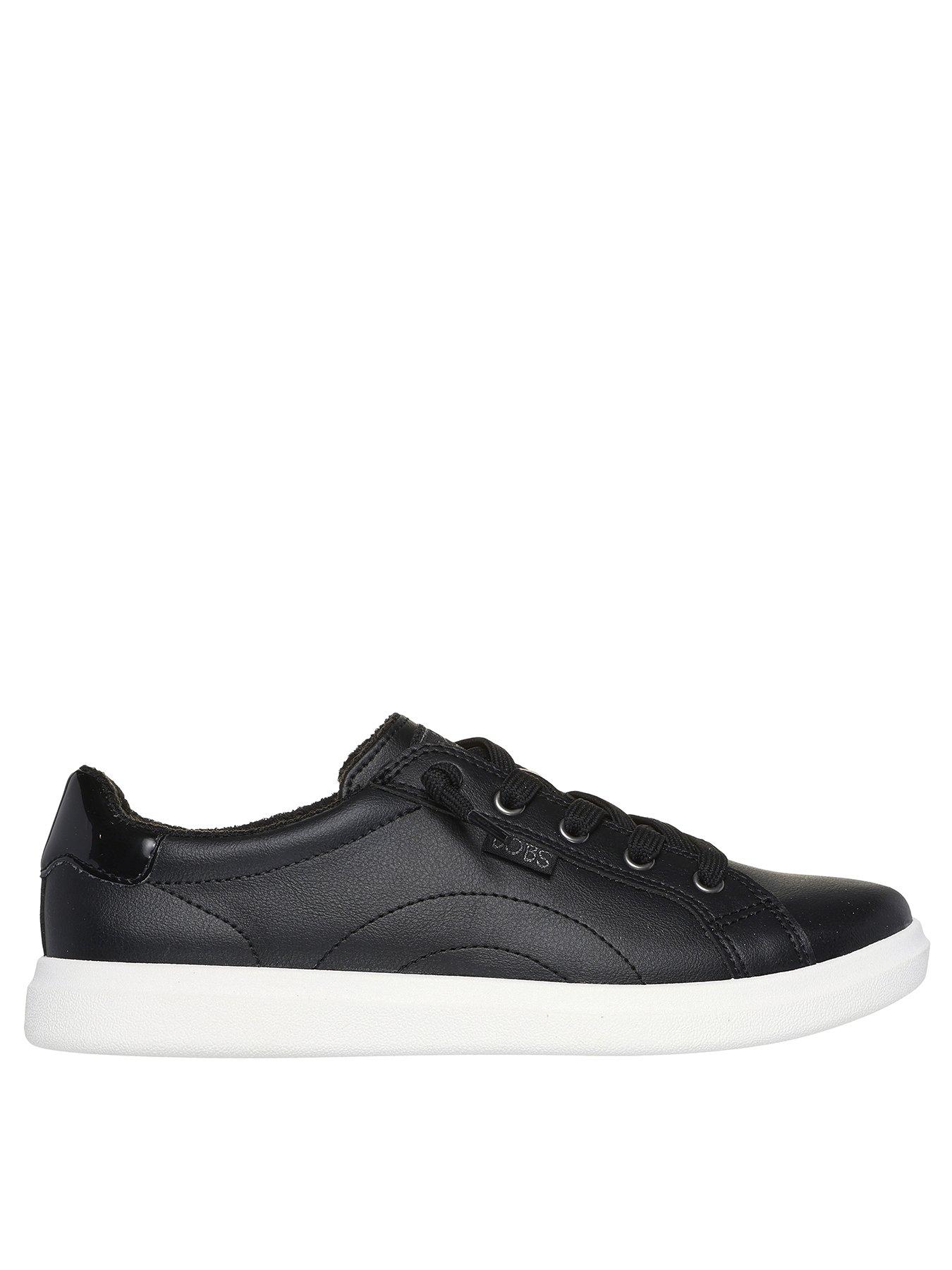 skechers-bobs-dvine-vegan-leather-lace-slip-on-plimsolls-black