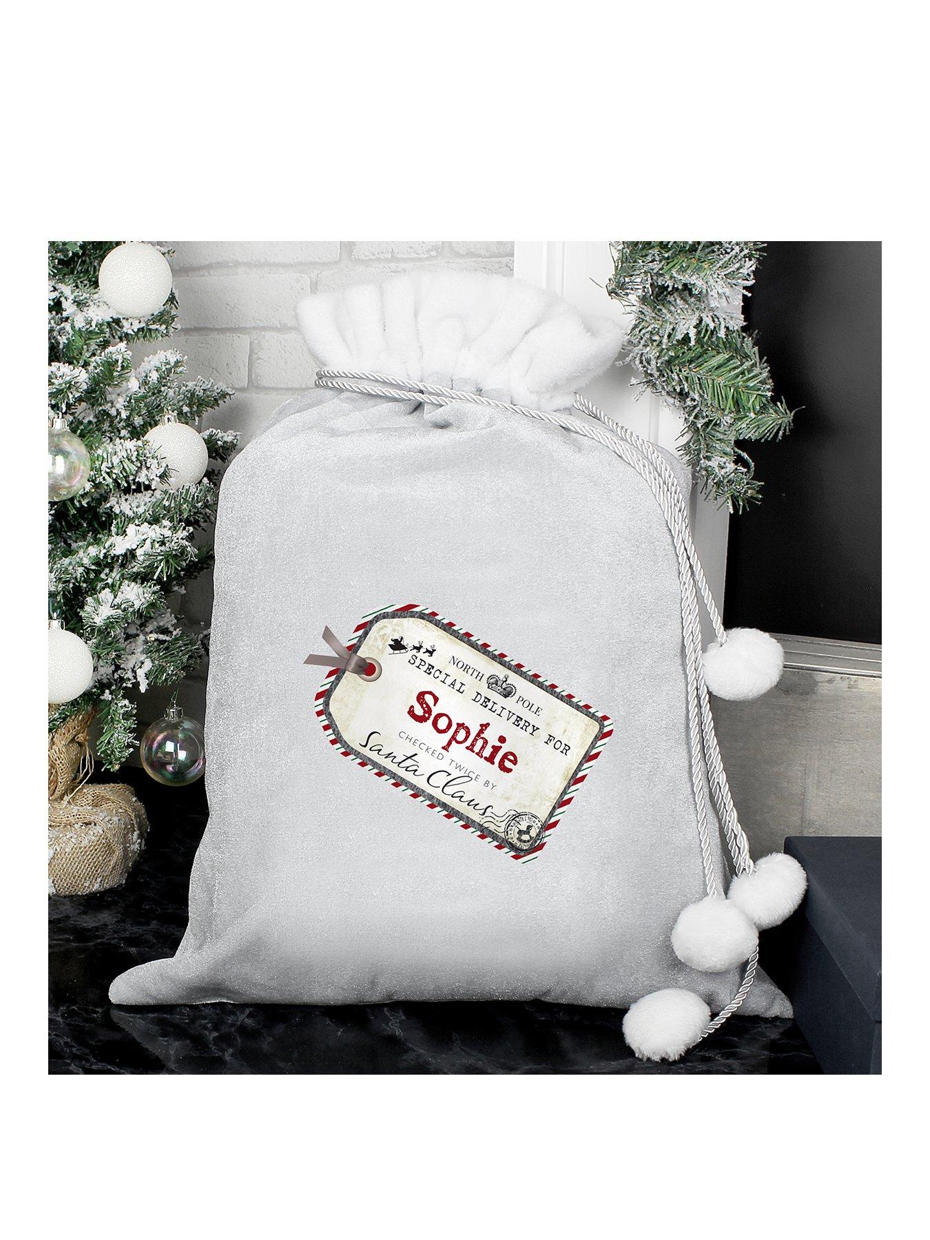 undefined Personalised Christmas Tag Grey Sack