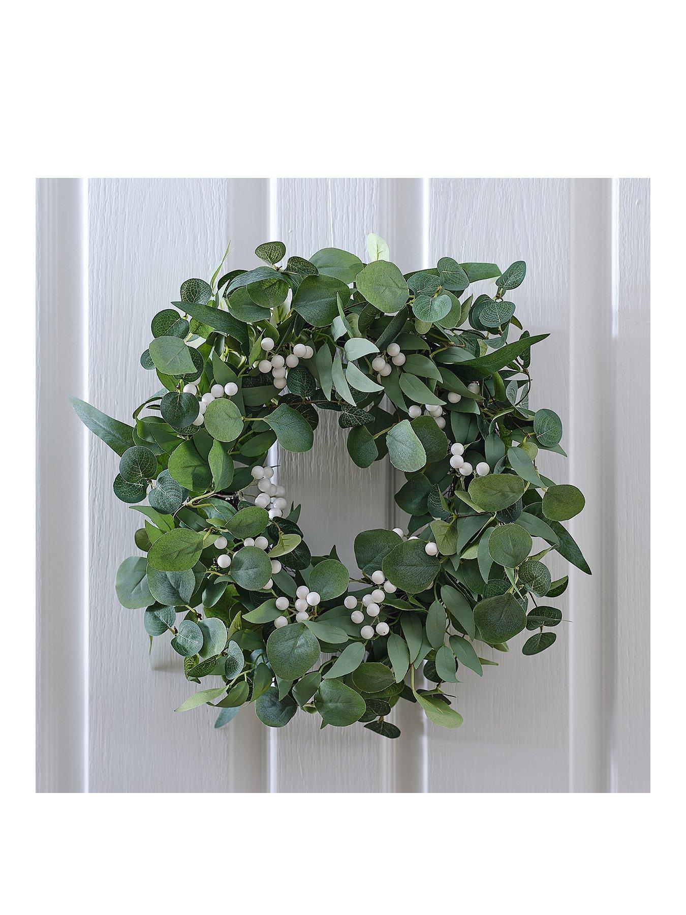 Ginger Ray Wreath - Eucalyptus and White Berries | littlewoods.com