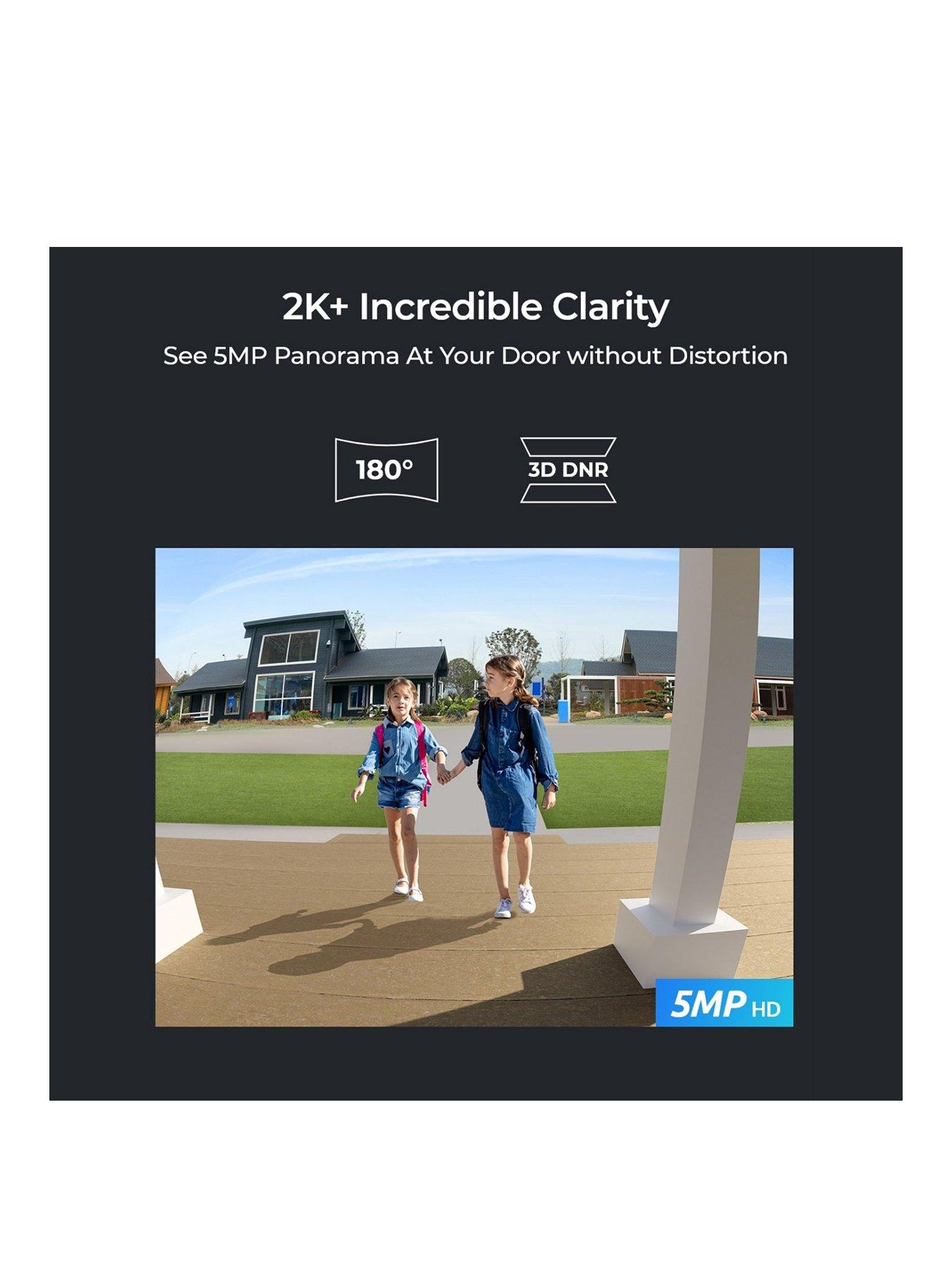 Image 2 of 7 of Reolink 5MP Video Doorbell Camera, 2.4/5 GHz Wi-Fi, Person/Vehicle Detection, 2-Way Audio, 180&deg; Wide View D340W+64GB SD Card
