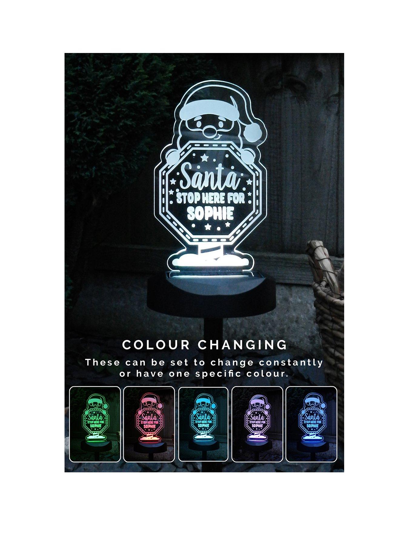 undefined Personalised Outdoor Solar Santa Stop Here Light