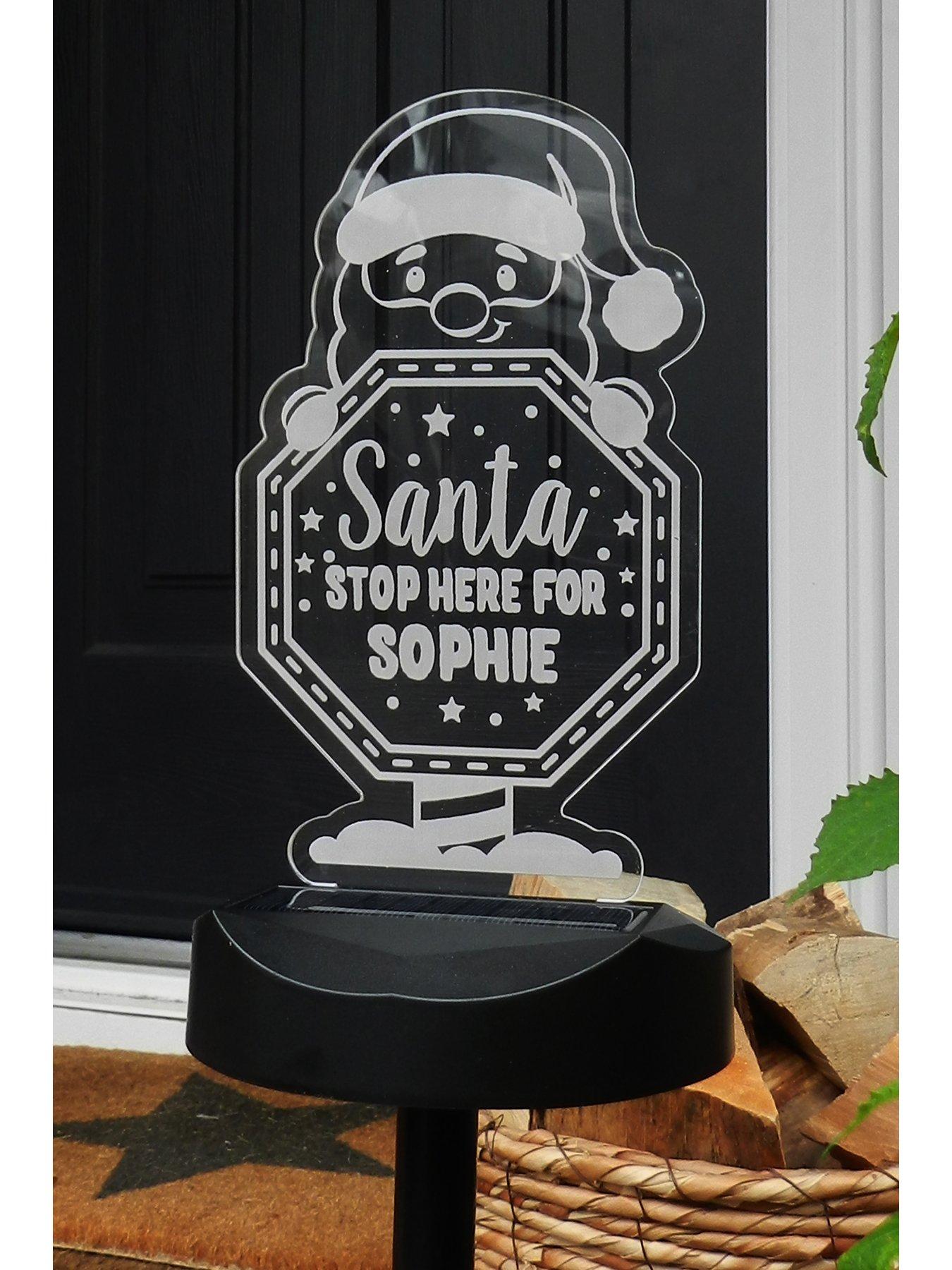 Image 2 of 3 of The Personalised Memento Company Personalised Outdoor Solar Santa Stop Here Light