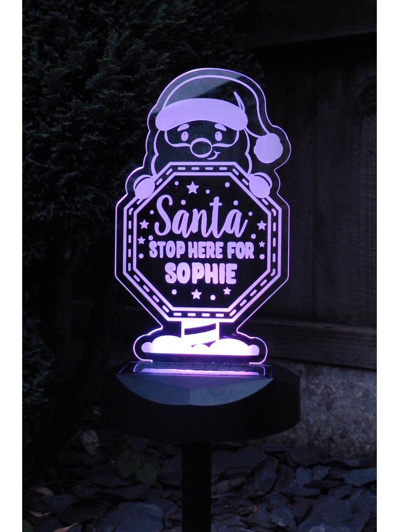 Image 3 of 3 of The Personalised Memento Company Personalised Outdoor Solar Santa Stop Here Light