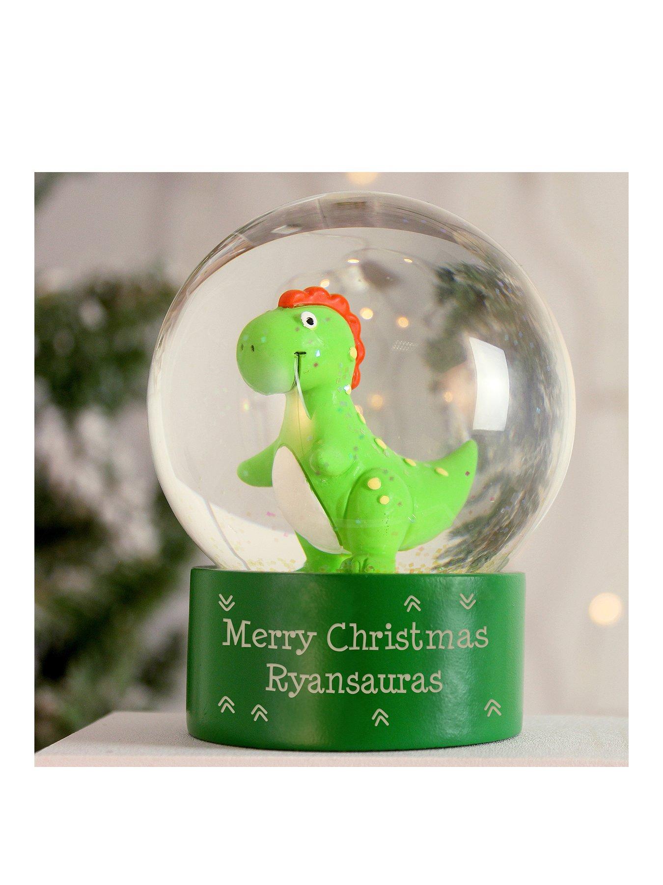 undefined Personalised Dinosaur Glitter Snow Globe